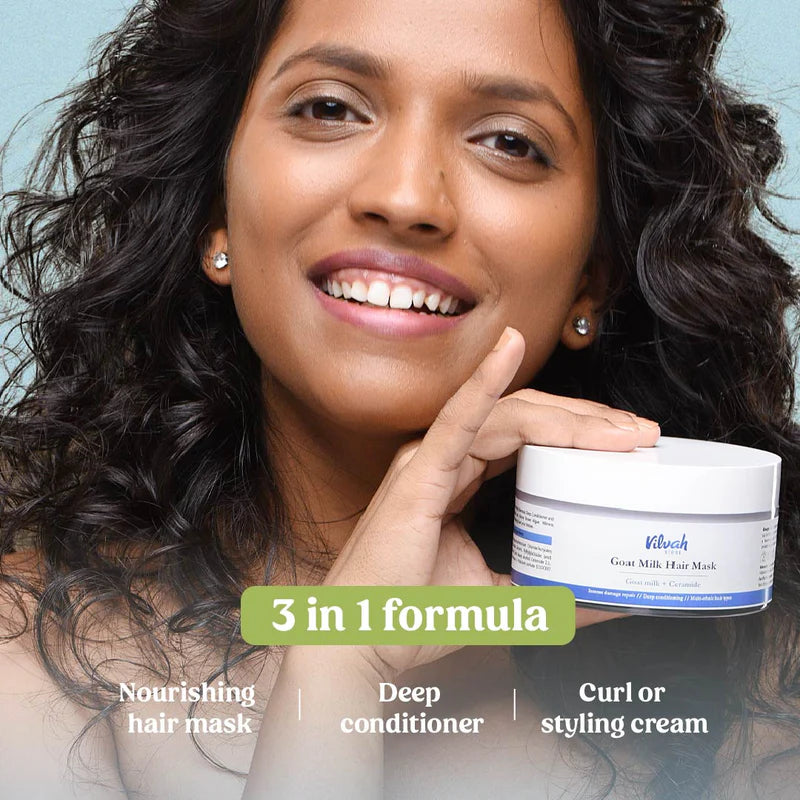 Goat Milk Hair Mask for Frizz Control & Flyaway Hair - Deep Conditioning Treatment for Dry, Damaged Hair - Perfect for Home Hair Care & Salon Use