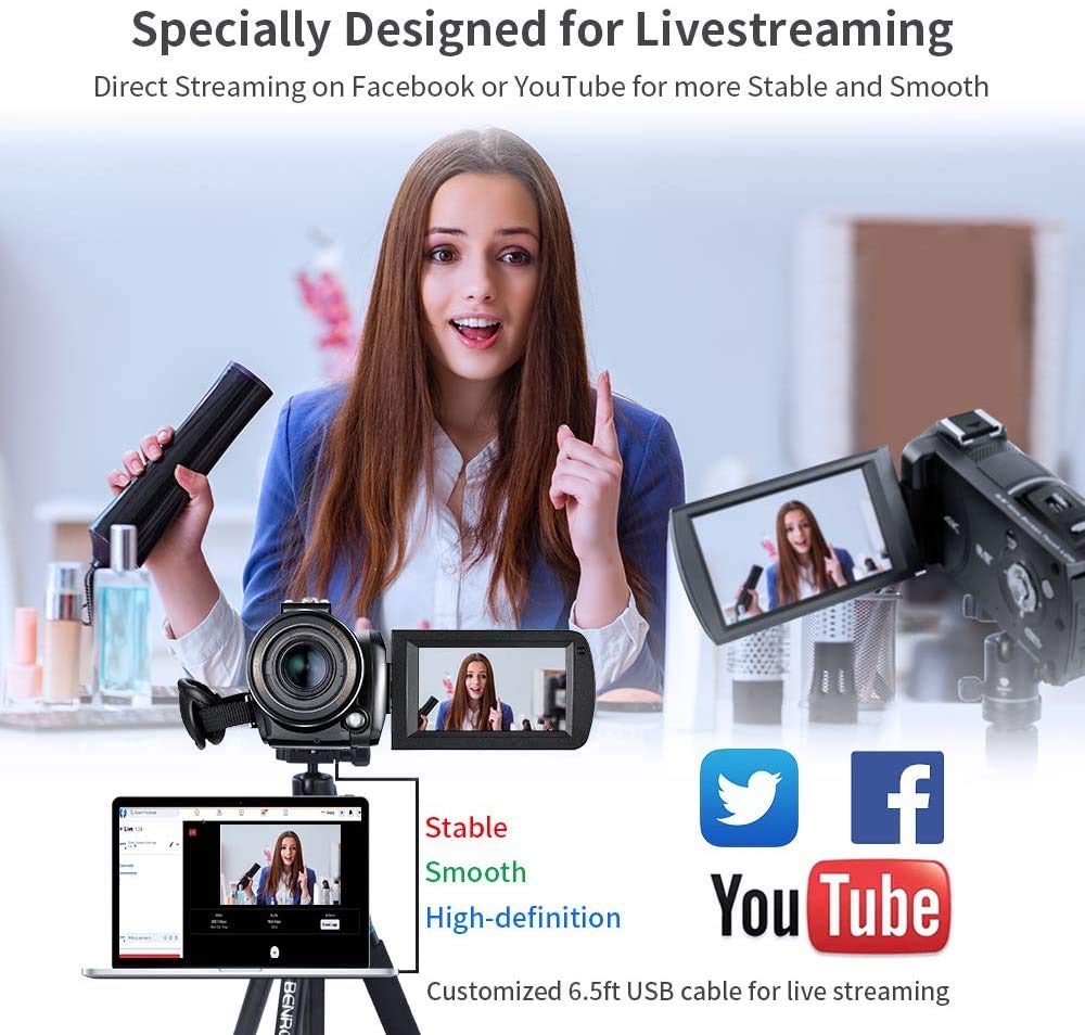 ORDRO AX65 4K Video Camera with 12X Optical Zoom, WiFi, Microphone & Accessories - Perfect for Vlogging, Live Streaming, YouTube & Travel Filming