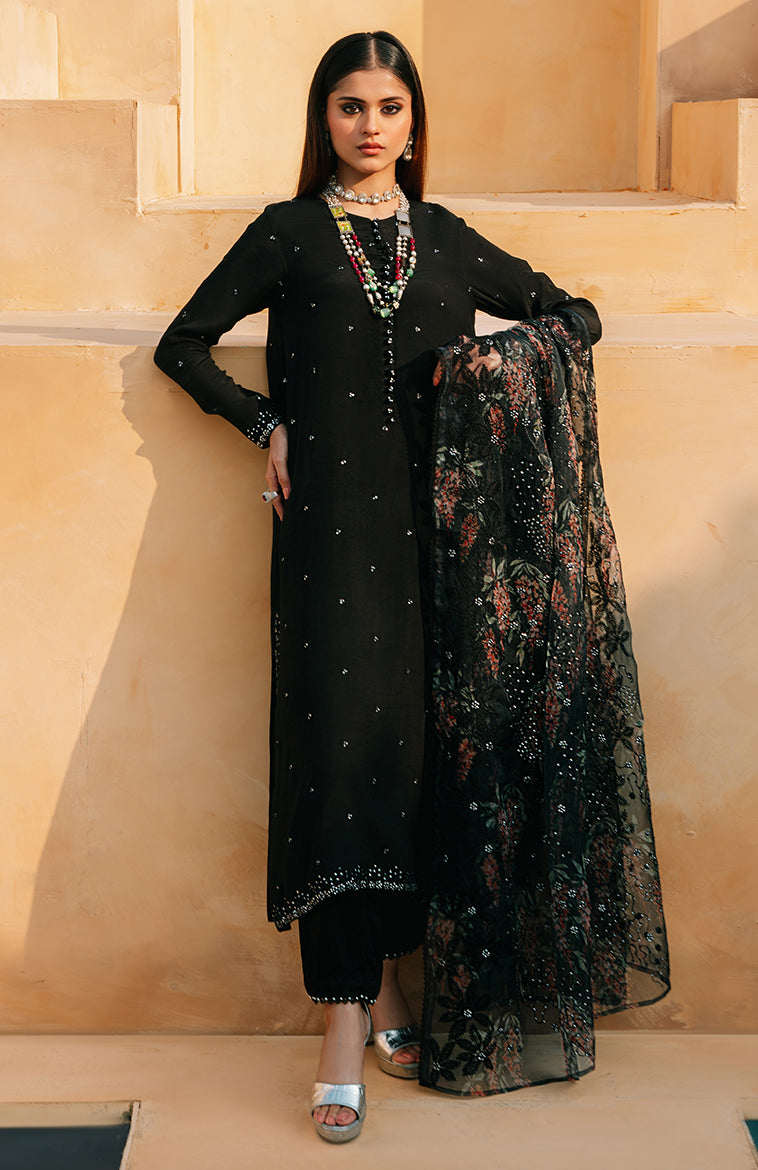 BLACK DAHLIA 2-Piece Set - Stylish Shirt & Dupatta for Women | Perfect for Festivals, Weddings & Special Occasions | Elegant Ethnic Outfit
