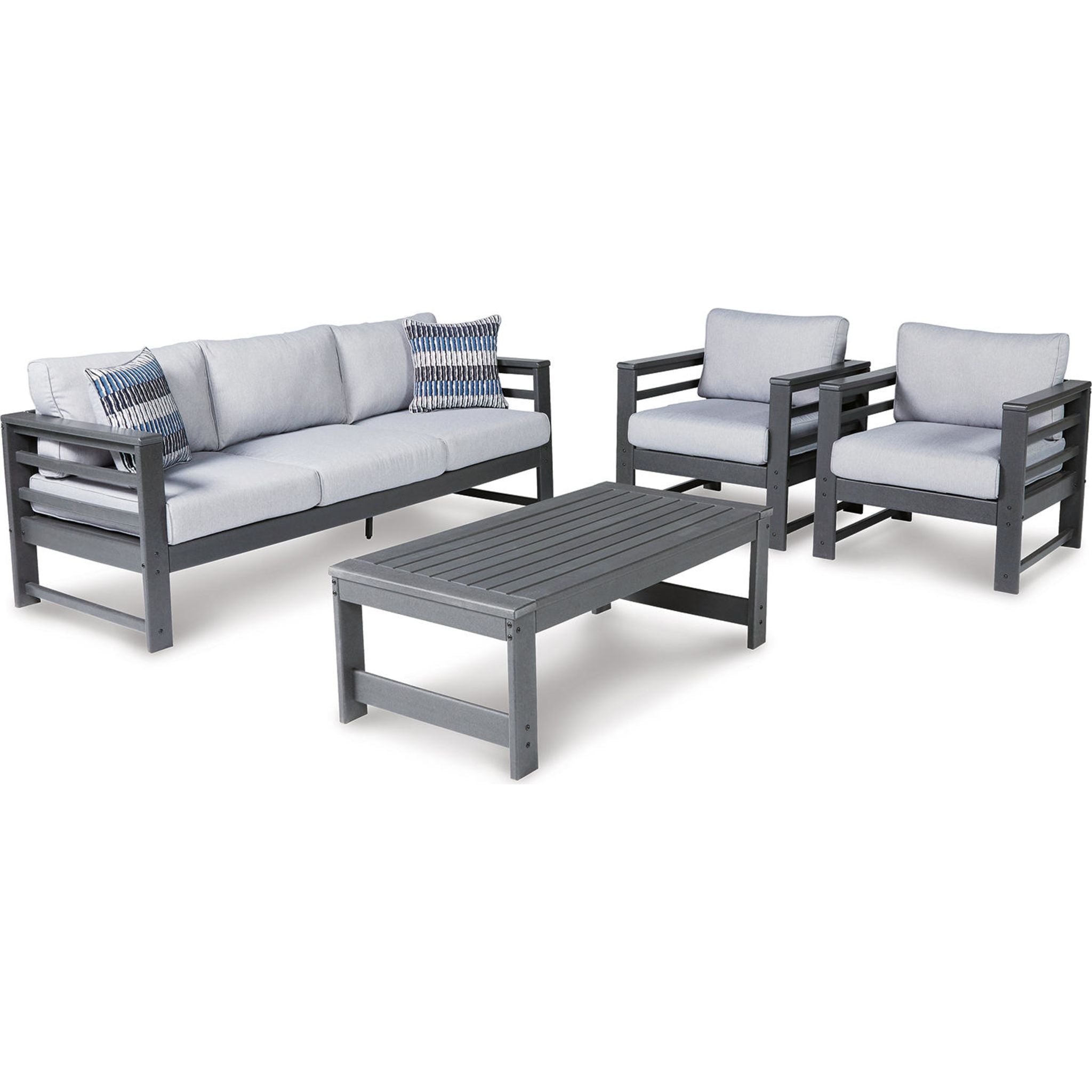 Amora 4-Piece Outdoor Patio Furniture Set - Charcoal Gray - Perfect for Backyard, Garden, and Poolside Relaxation