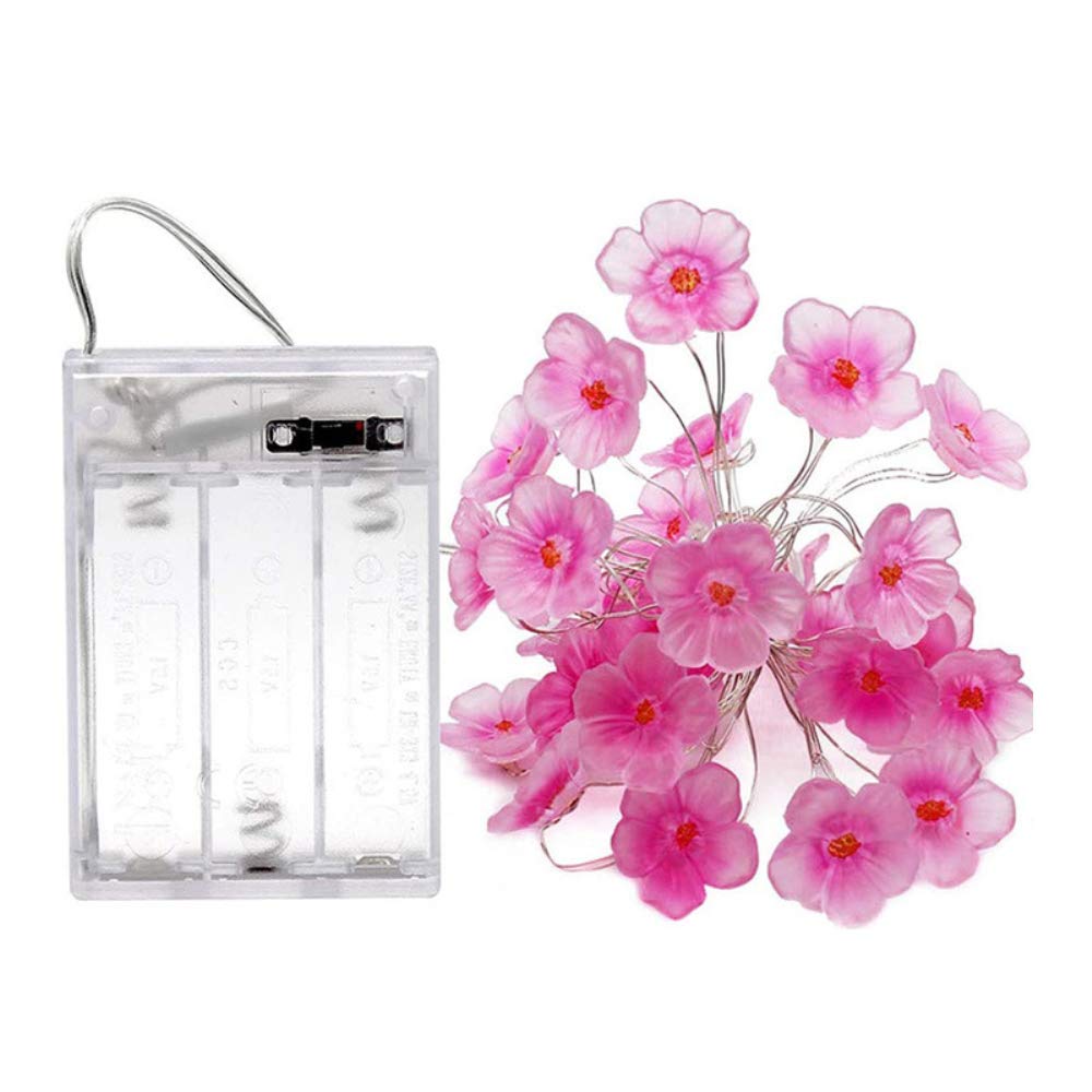 Cherry Blossom Fairy Lights - 20 LED Waterproof Pink String Lights (2M/6.6ft) Battery Powered for Indoor & Outdoor Use - Perfect for Bedroom Decor, Spring Wedding, Garden Party & Home Decoration