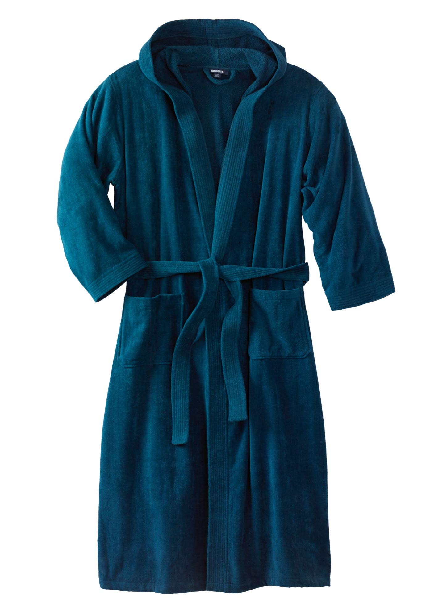 KingSize Men's Big & Tall Terry Velour Hooded Maxi Robe - Ultra Soft Bathrobe for Lounge & Spa Relaxation, Perfect for Tall Men After Shower or Pool