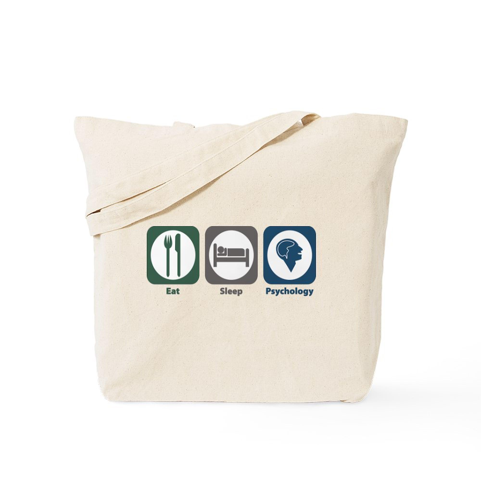 Eat Sleep Psychology Tote Bag - Natural Canvas Reusable Shopping Bag for Students, Therapists & Psychology Lovers - Perfect for School, Work & Grocery Shopping