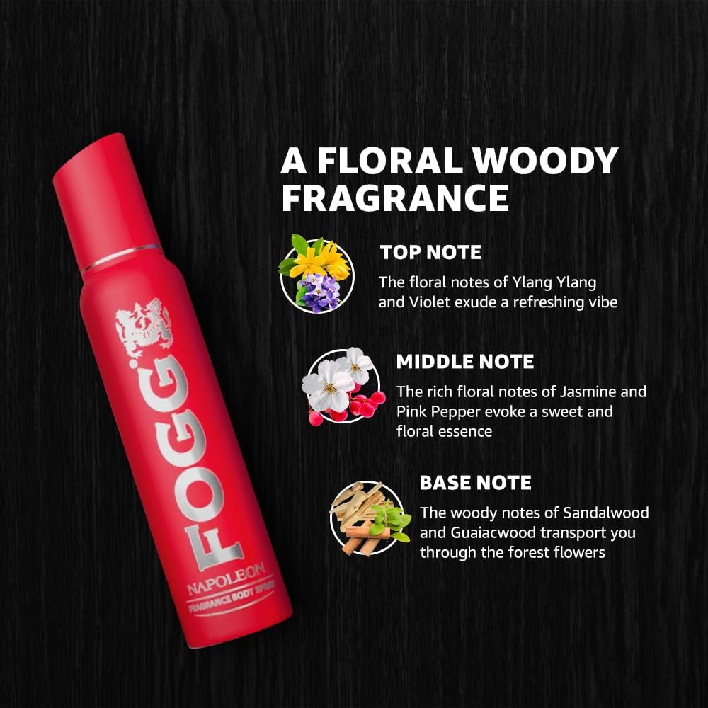 Foggs Napoleon No Gas Deodorant for Men - Long Lasting Fragrance Body Spray, 150ml | Fresh Scent for Daily Use, Gym & Outdoor Activities