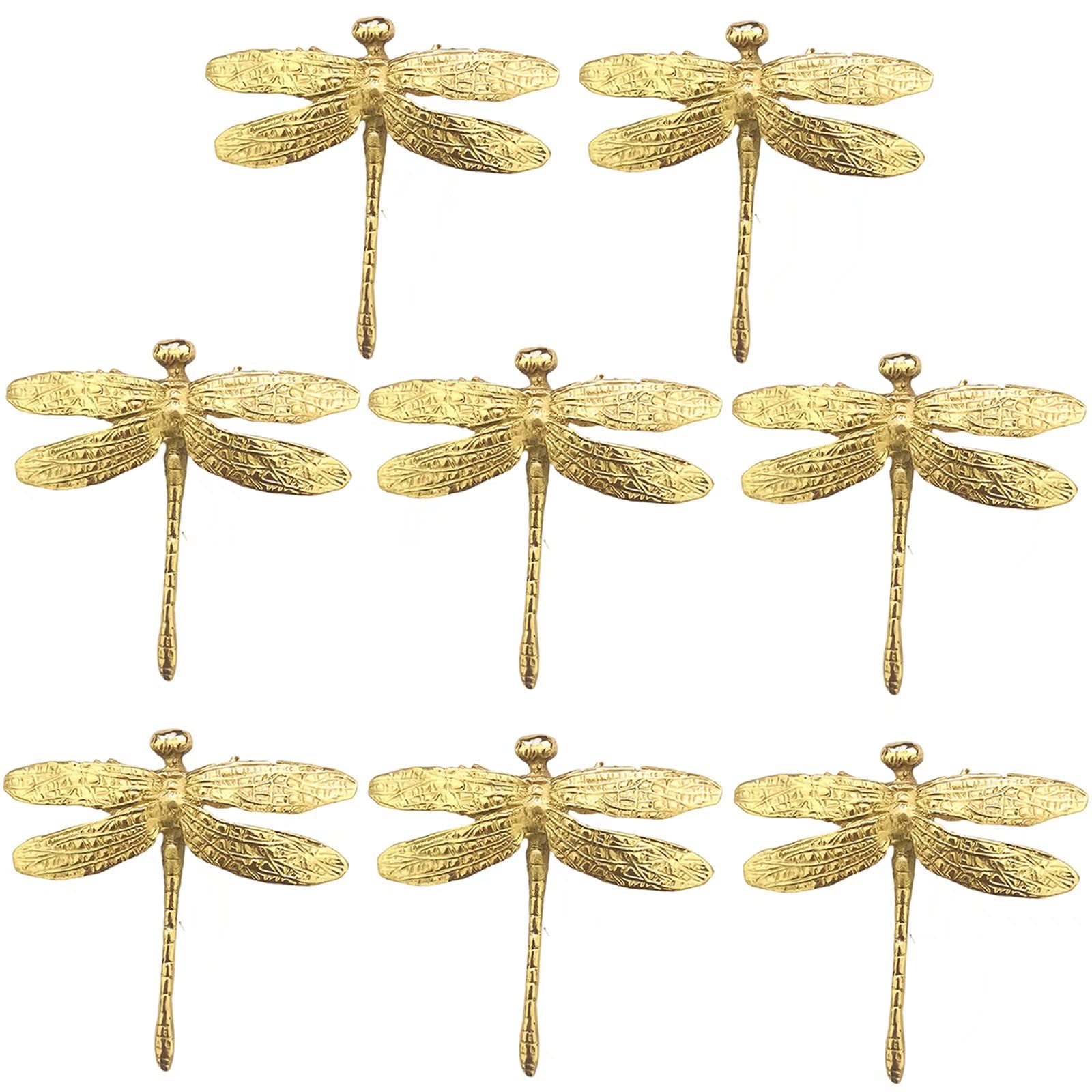 8Pcs Dragonfly Brass Door Knobs - Single Hole Drawer Pulls for Wardrobe & Kitchen Cabinets
