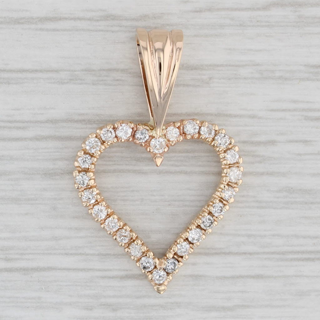 0.47ctw Diamond Heart Pendant Necklace in 10k Yellow Gold - Elegant Jewelry Gift for Women, Perfect for Valentine's Day & Anniversary