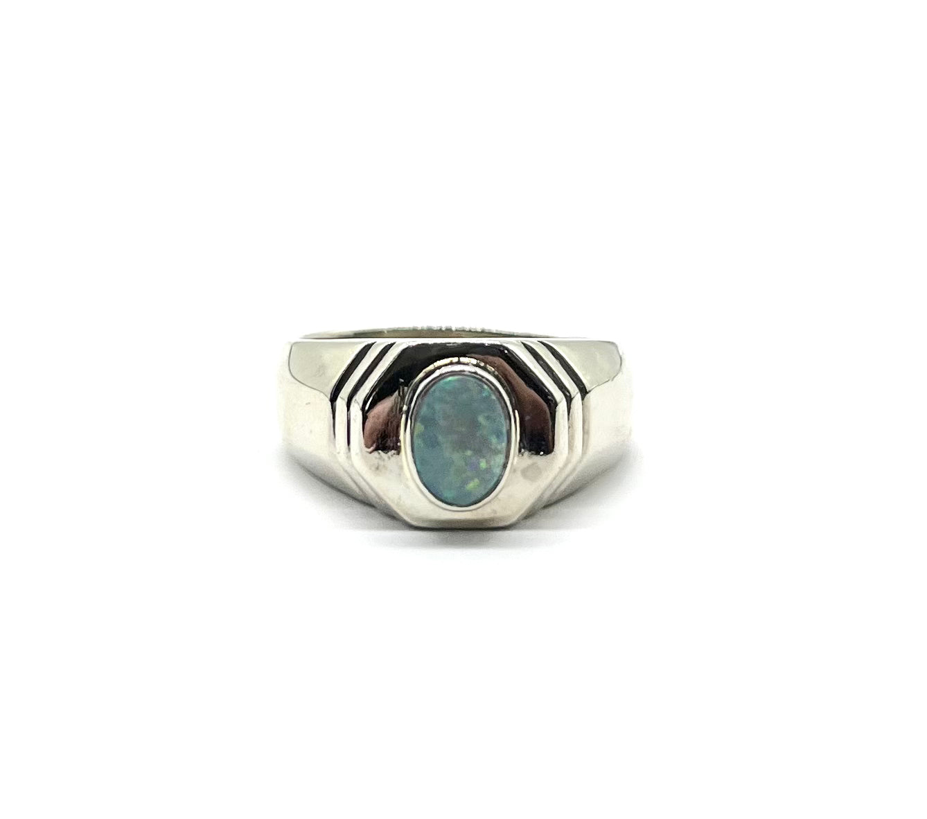 Men's White Gold Opal Ring - Elegant Handmade Jewelry for Wedding, Engagement & Anniversary Gifts - Perfect for Special Occasions & Everyday Wear