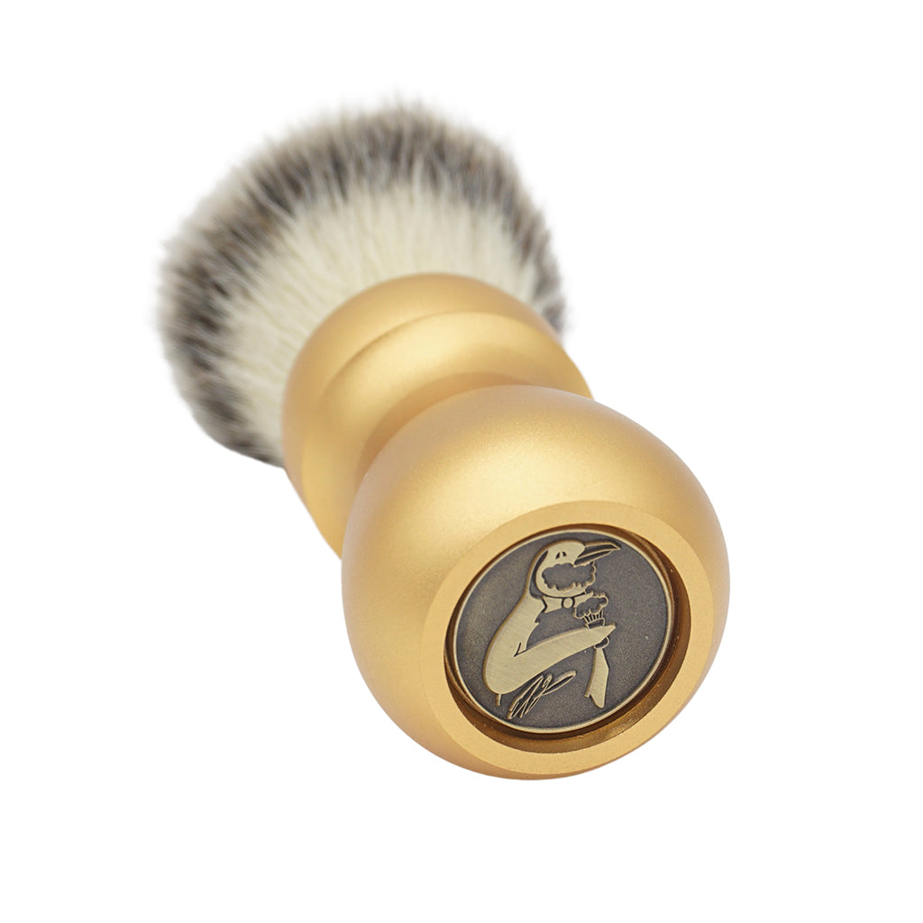 25mm Mühle STF XLarge Shaving Brush with AP Shave Co. Alumihandle - Gold Matte Finish & Layered Comfort for Wet Shaving & Grooming Rituals