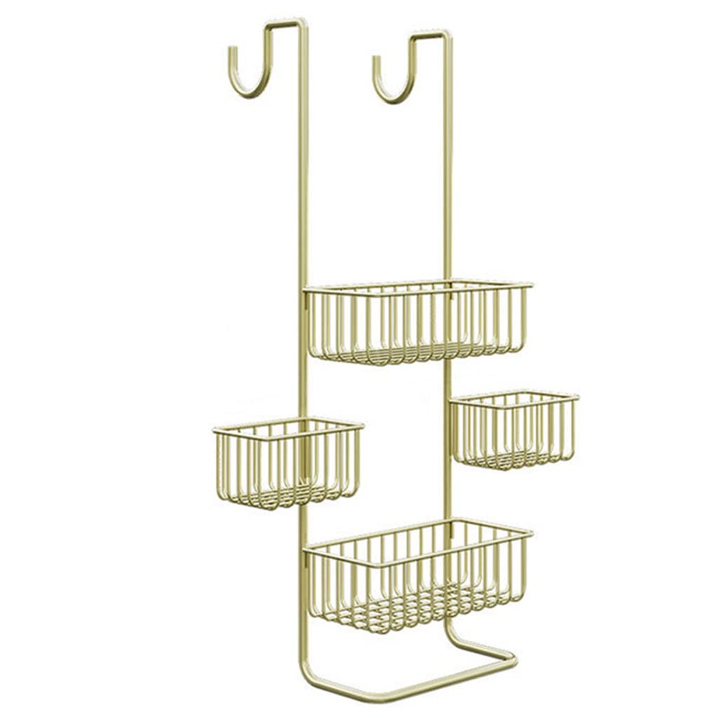 Stainless Steel Shower Caddy with 4 Baskets & 2 Hooks - Hanging Bathroom Organizer for Shower Wall, Dorm, Corner - Space Saving Storage Solution (Color A) - Perfect for Small Bathrooms, Apartments & College Dorms