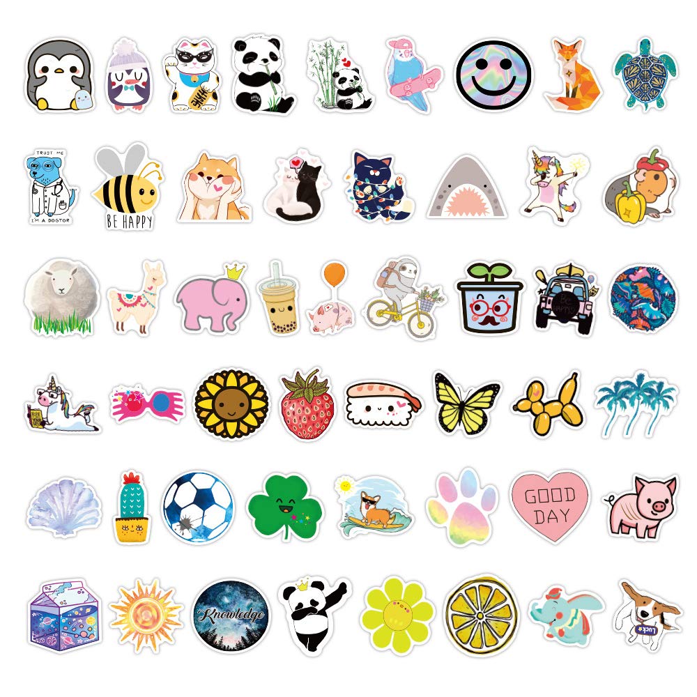 50 Pcs Cute Vinyl Stickers for Kids & Teens - Waterproof Decals for Hydro Flask, Laptop, Water Bottle, Skateboard, Phone - Fun Aesthetic Stickers for School, Office & Travel Use