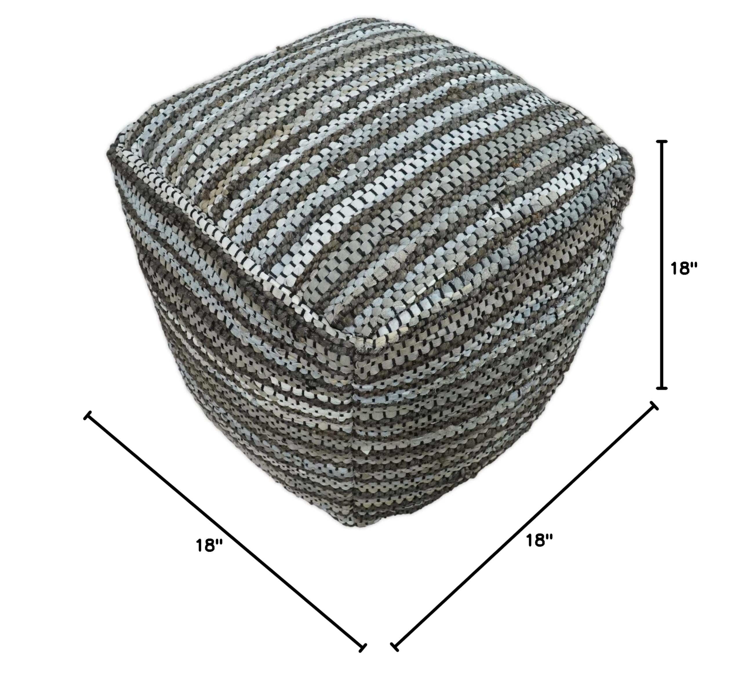 Brown Square Jute Pouf Ottoman - Versatile Footstool, Side Table & Boho Seat for Living Room & Bedroom - Perfect Foot Rest & Stylish Home Decor for Relaxation & Cozy Spaces