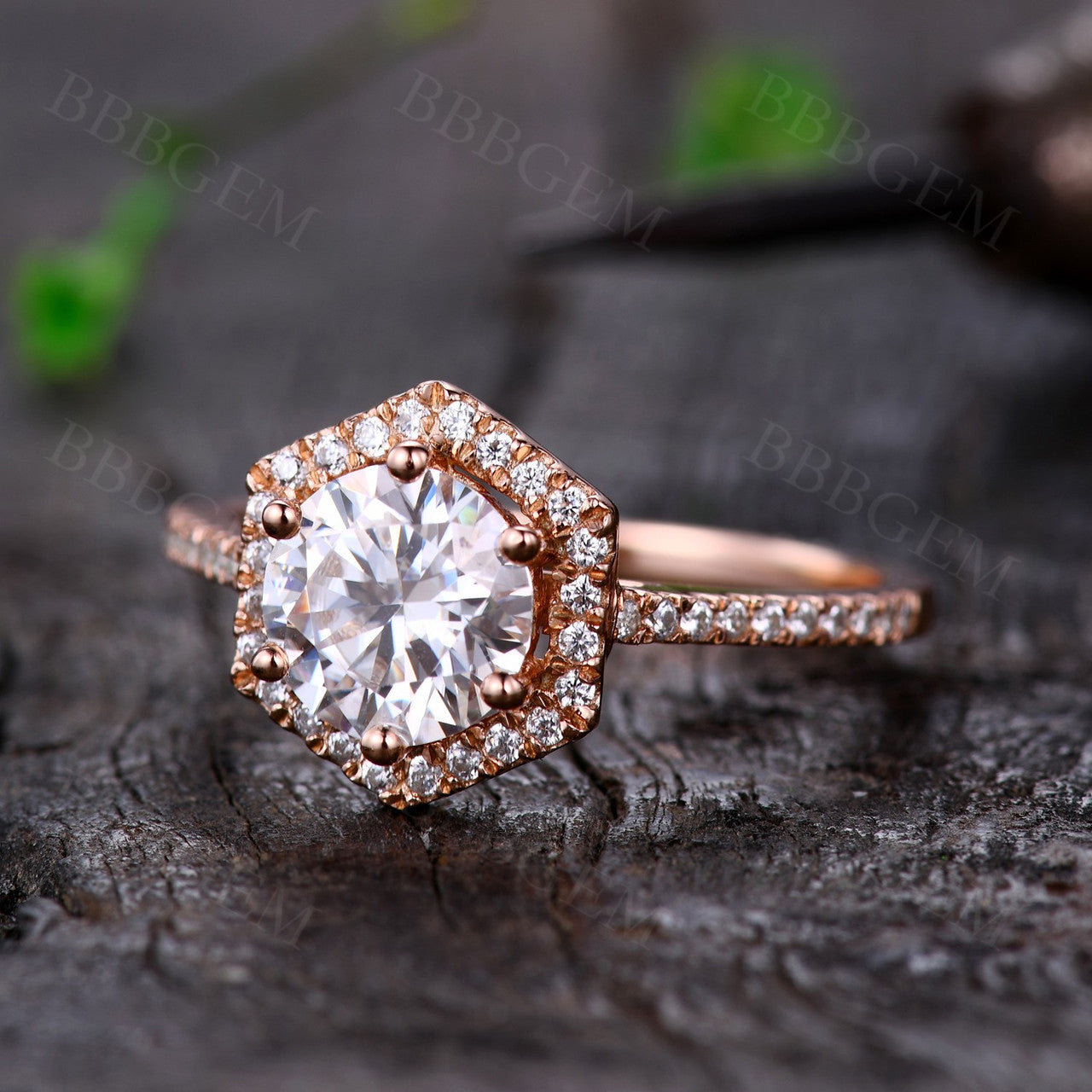 1.25CT Rose Gold Moissanite Engagement Ring with Hexagonal Halo - Diamond Promise Wedding Ring for Women | Perfect for Proposals, Anniversaries & Special Occasions