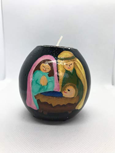 Hand-Painted Nativity Tea Light Candle Holder - Christmas Decor, Holiday Centerpiece, Tabletop Candle Display for Home, Church & Festive Gatherings