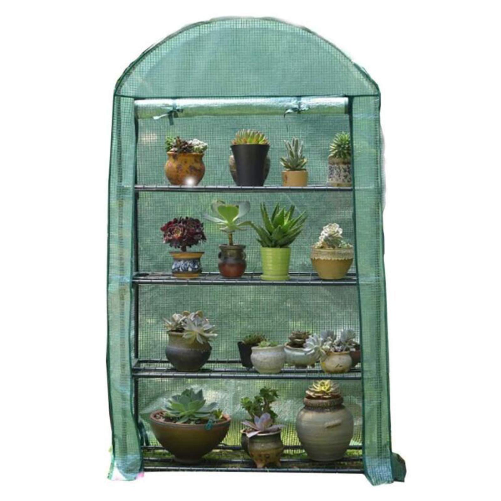 4-Tier Mini Greenhouse for Outdoor Plants - 35x19x62in Portable Grow Tent with Roll-Up Zipper Door & PE Cover - Perfect for Growing Herbs, Flowers, Vegetables in Backyard, Patio or Balcony