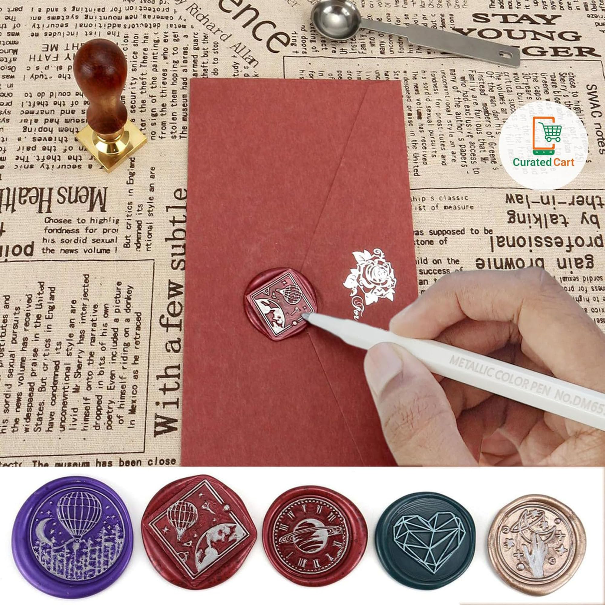Premium 200-Piece Wax Seal Kit with 10 Color Beads, Wax Stove, Spoon & 2 Pens - DIY Wax Stamp Set for Wedding Invitations, Holiday Cards, Christmas Gifts, Scrapbooking & Elegant Stationery Crafting