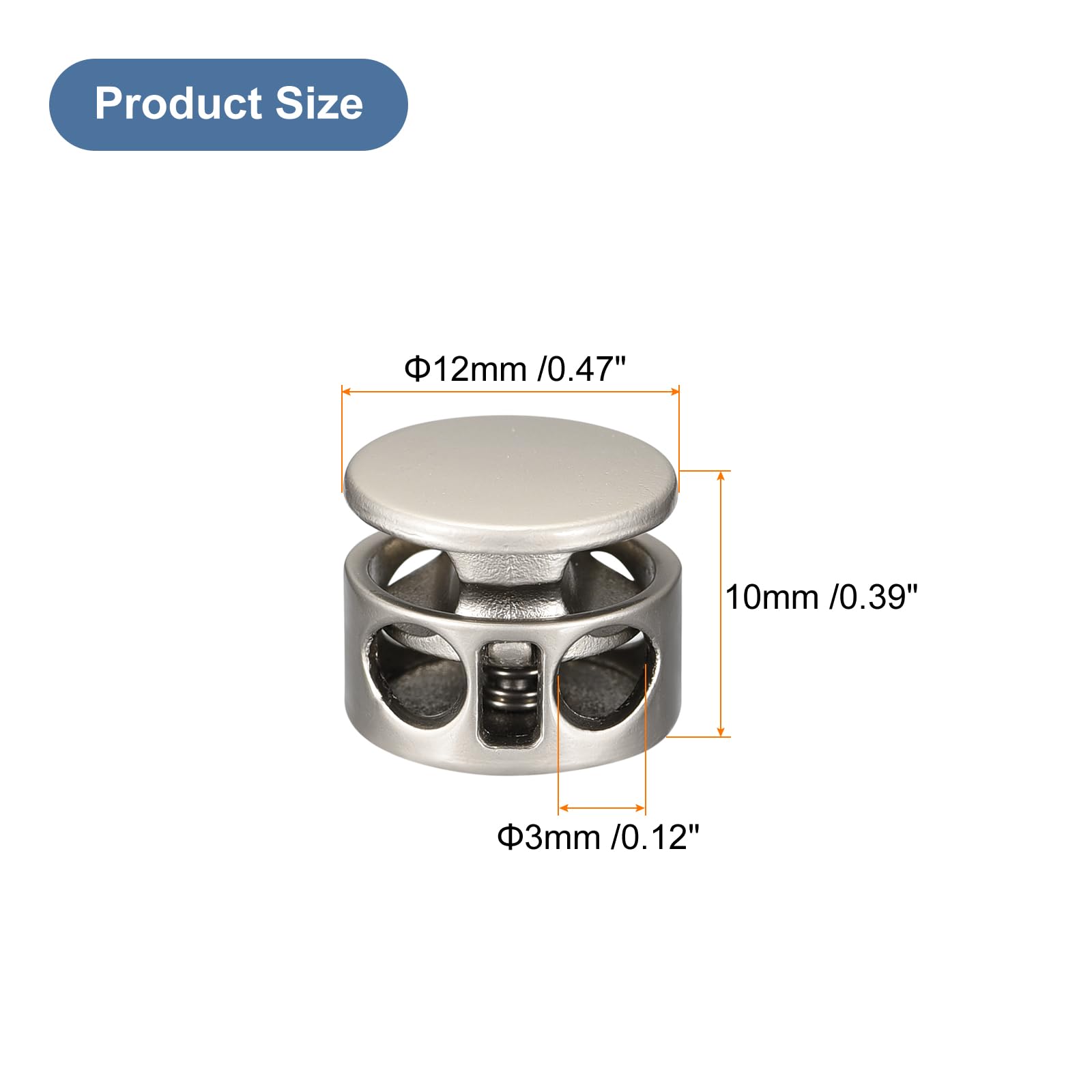 8Pcs Metal Cord Locks for Backpacks & Clothing - 3mm Double Hole Slider Fastener - Silver Tone