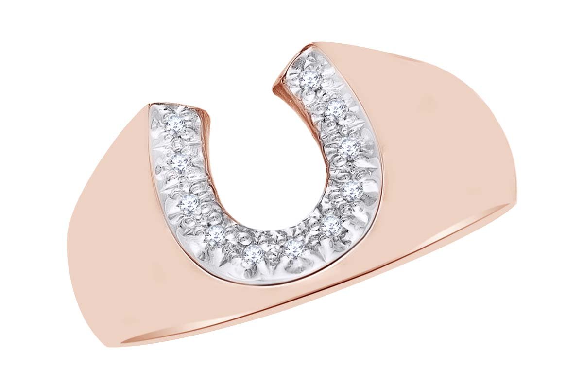 925 Sterling Silver Round White Natural Diamond Accent Horseshoe Ring (0.04 cttw) - Perfect for Women's Fashion Jewelry, Gift for Her, Birthday & Anniversary Present