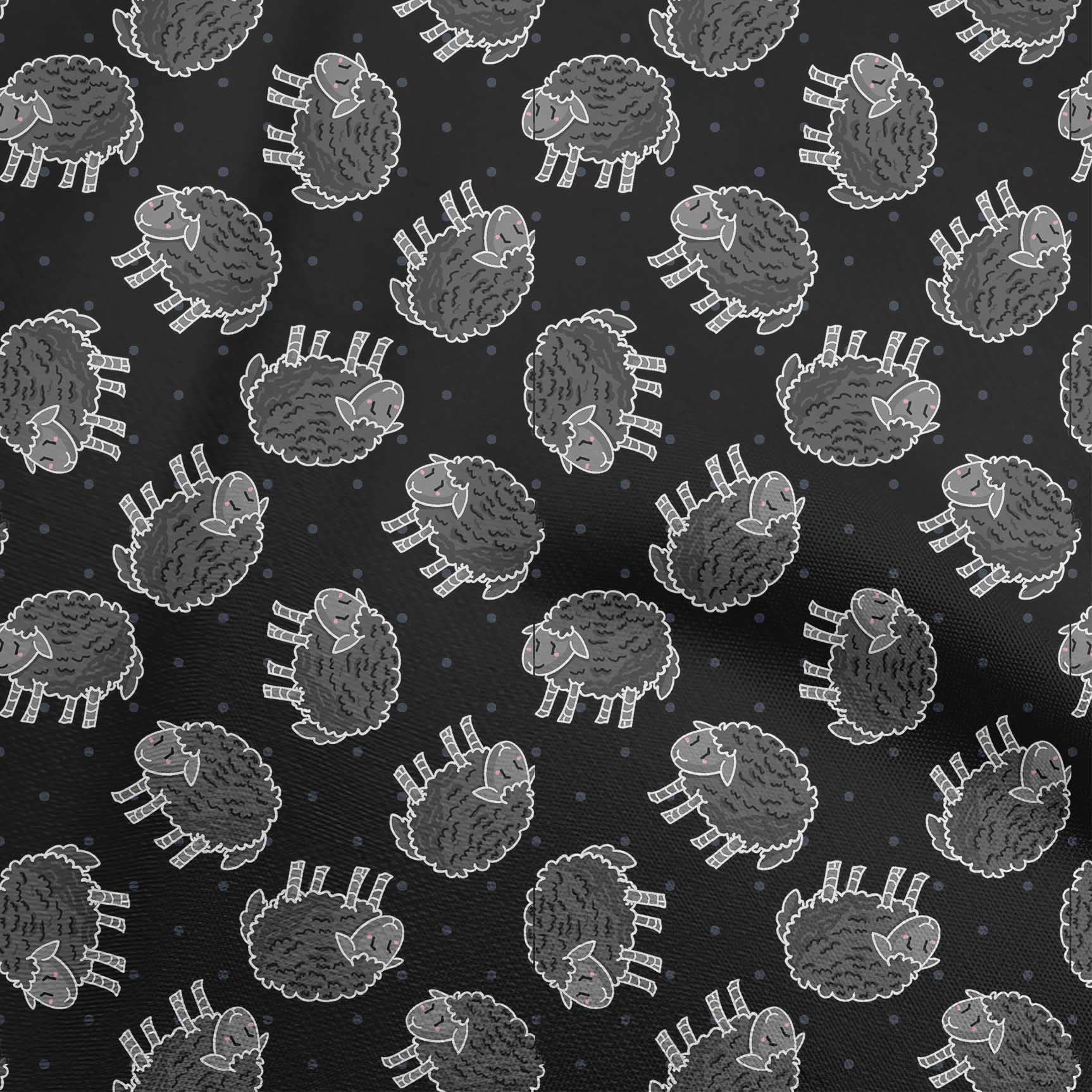 oneOone Polyester Spandex Black Fabric for Kids - Soft Sheep Print DIY Clothing & Quilting Material (56 Inch Wide by Yard) - Perfect for Costumes, Blankets, and Craft Projects