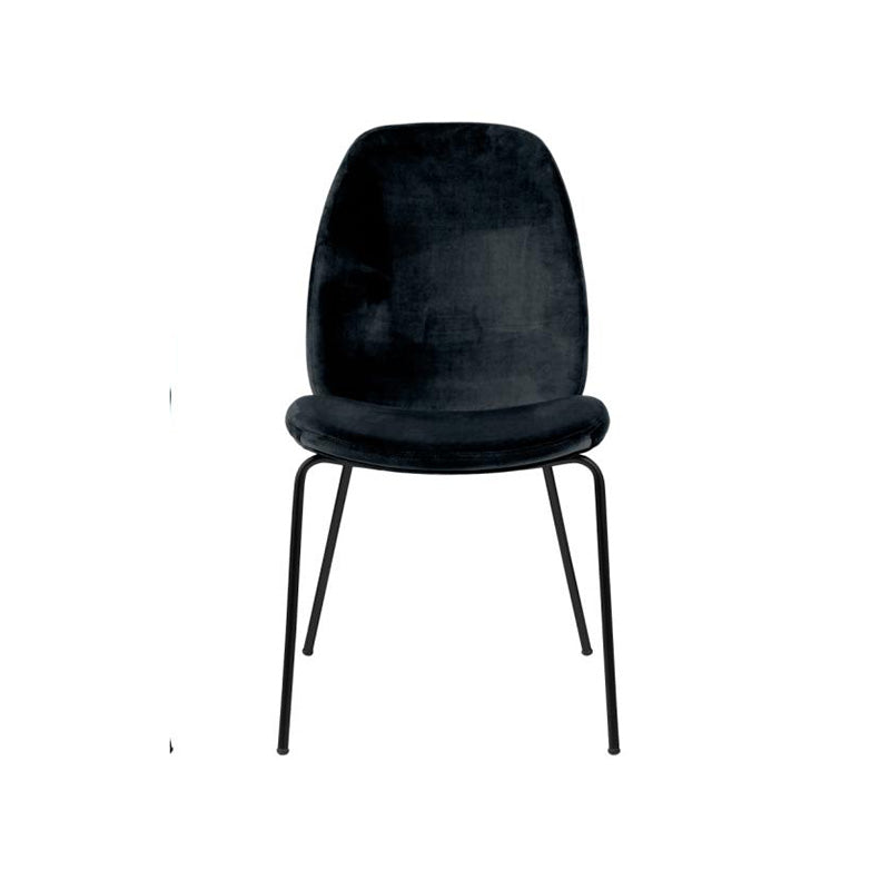 ADELIA Modern Dining Chair - Black Velvet Upholstered Seat - Comfortable Kitchen & Dining Room Furniture for Home Decor