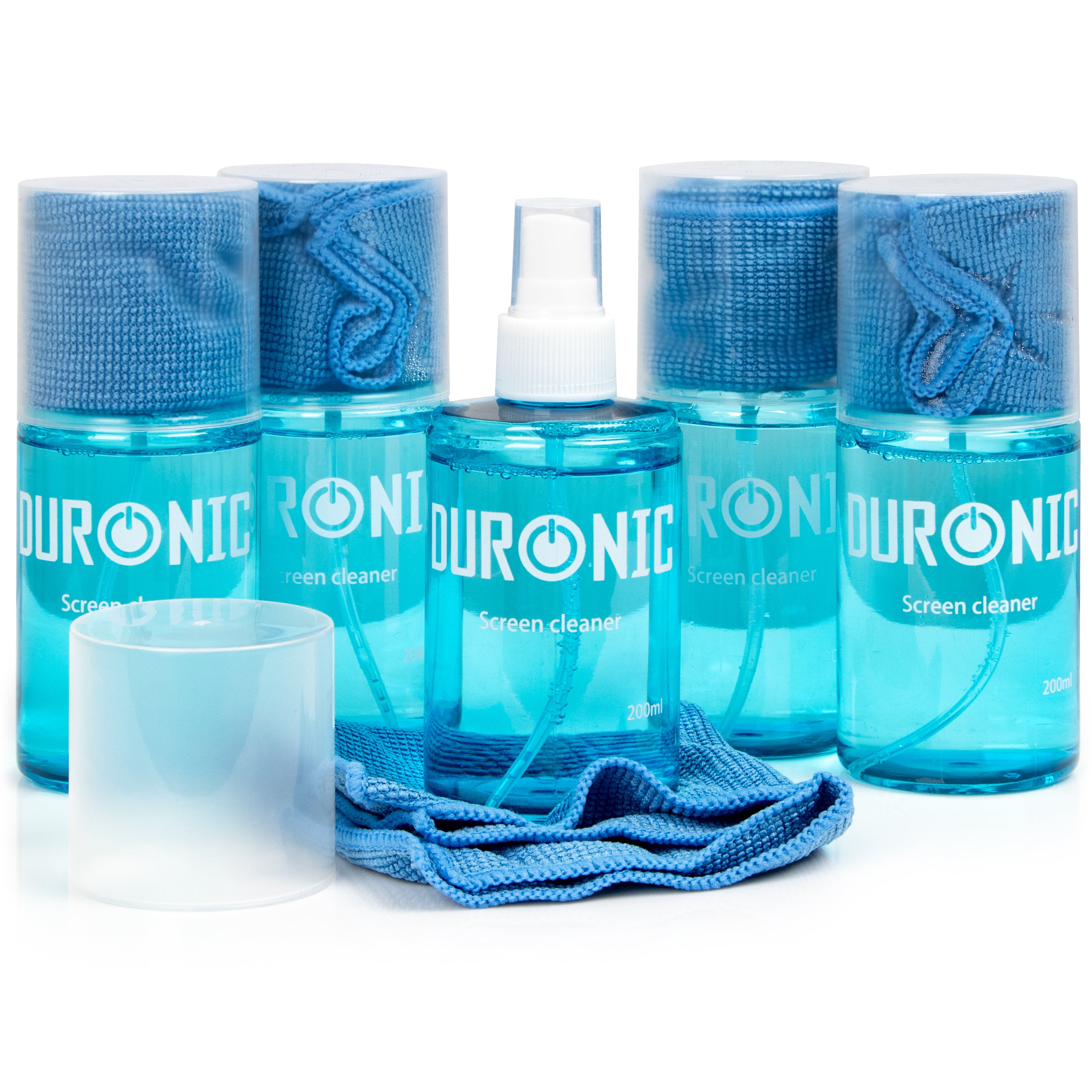 Duronic SCK105 Screen Cleaner Kit - 5 x 200ml LCD Cleaning Spray for Laptop, TV, Monitor, Smartphone & Tablet | Streak-Free Formula for Glass & Electronic Screens | Perfect for Home, Office & Gaming Setup