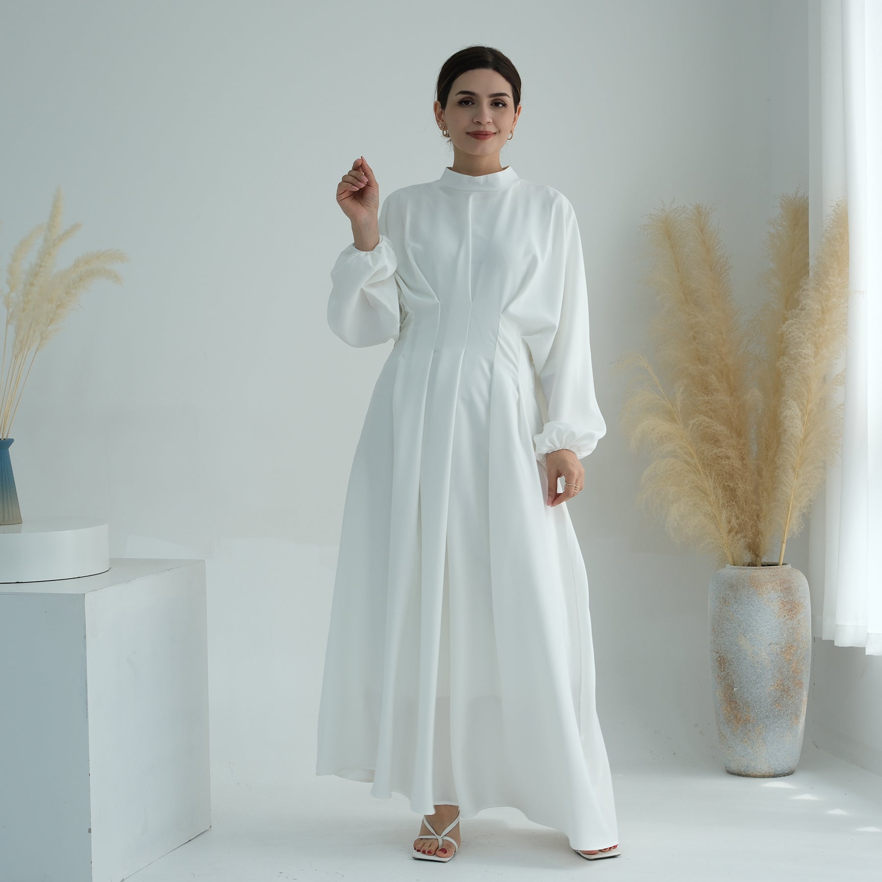 Madison Long Sleeve Maxi Dress for Women - Elegant White Flowy Evening Gown - Perfect for Weddings, Parties & Special Occasions