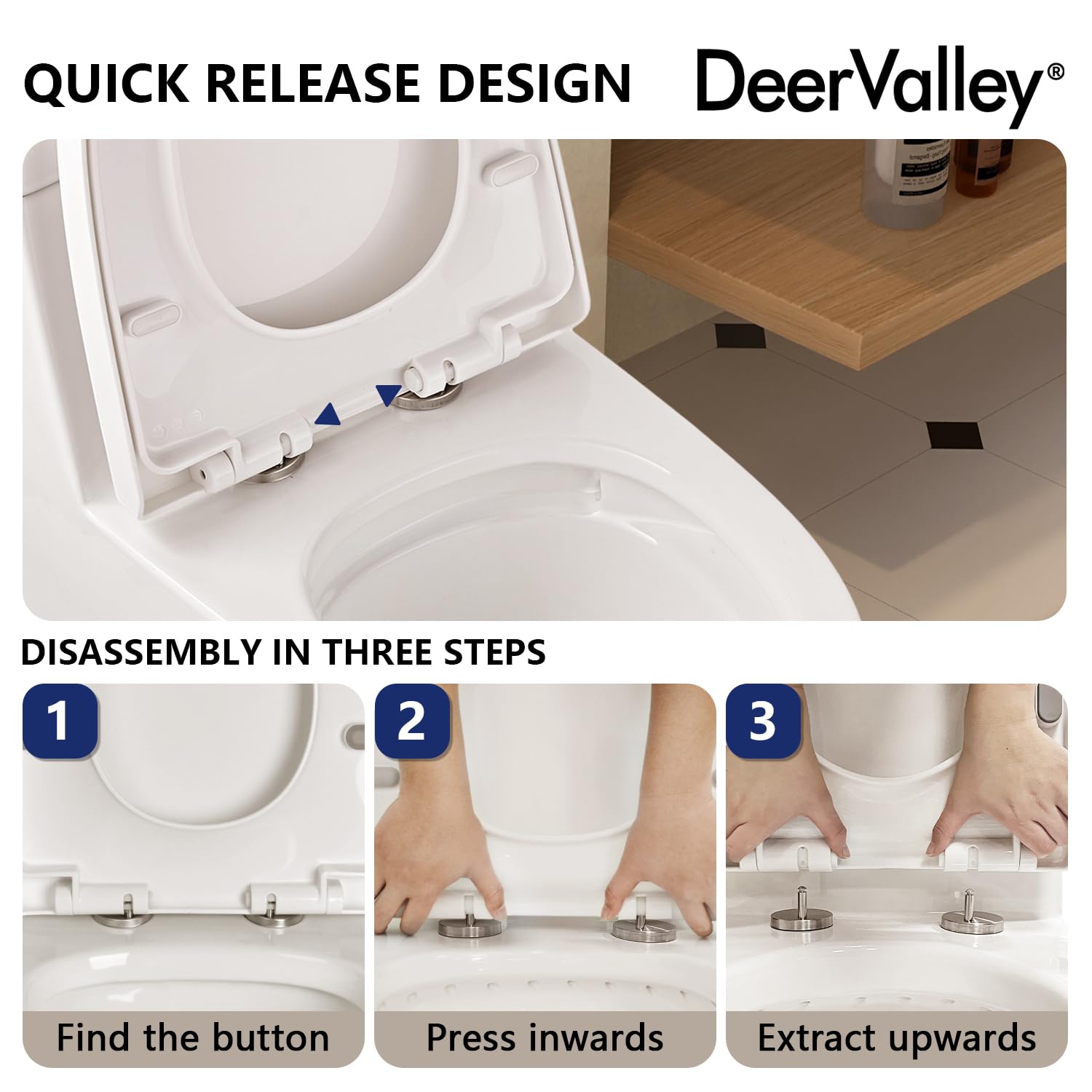 DeerValley White Elongated One-Piece ADA Toilet - 1.1/1.6 GPF Dual Flush High-Efficiency Bathroom Toilet with 17