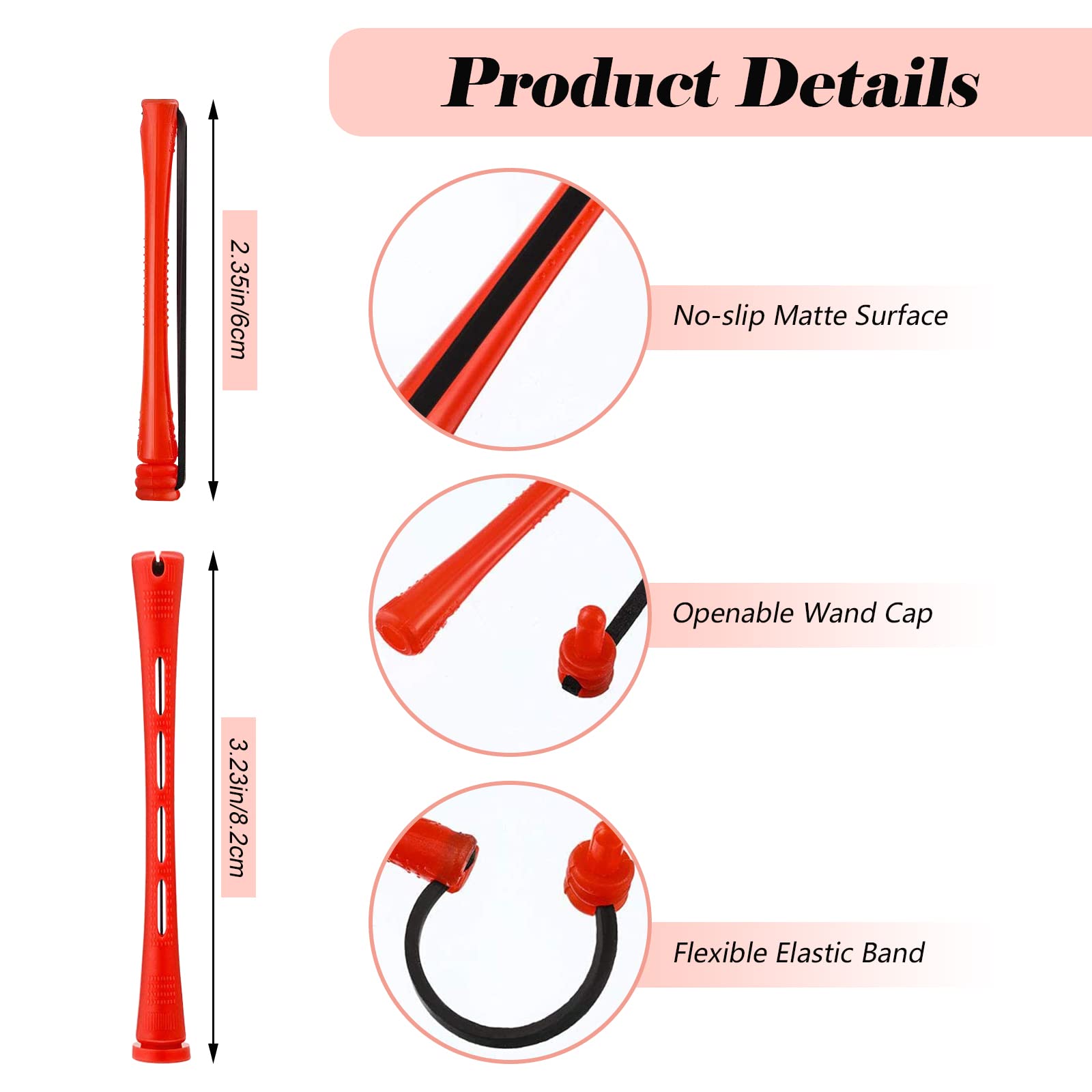60 Pcs Plastic Cold Wave Perm Rods - Hair Curling Rollers for Perming & Styling with Rat Tail Comb - Heatless Curlers for Home Salon & Professional Use - Perfect for Creating Long Lasting Curls & Waves (Red)
