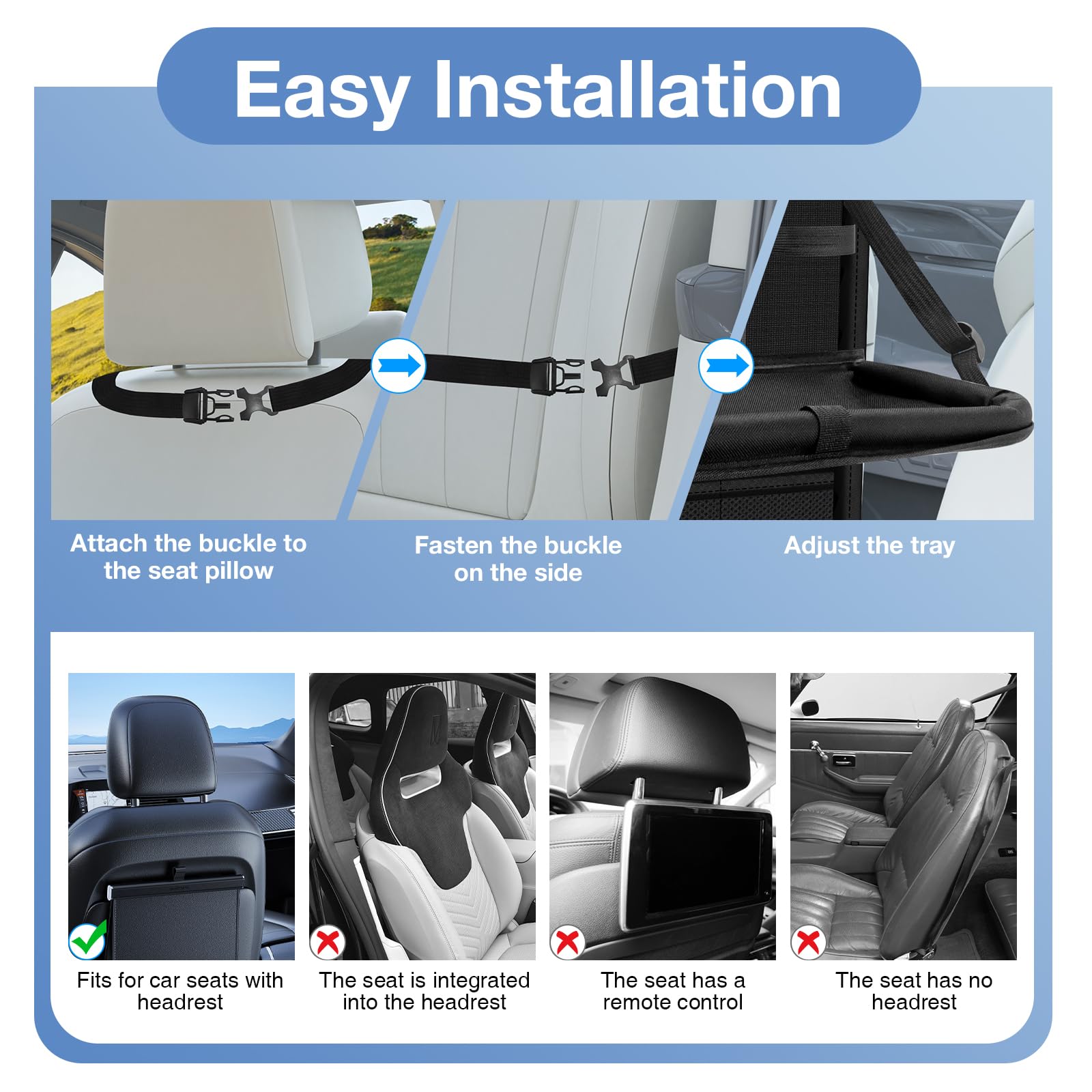Car Backseat Organizer with Table Tray - 9 Storage Pockets & Tablet Holder for Kids Road Trips, Travel Essentials - Perfect for Family Vacations & Long Drives (1 Pack)