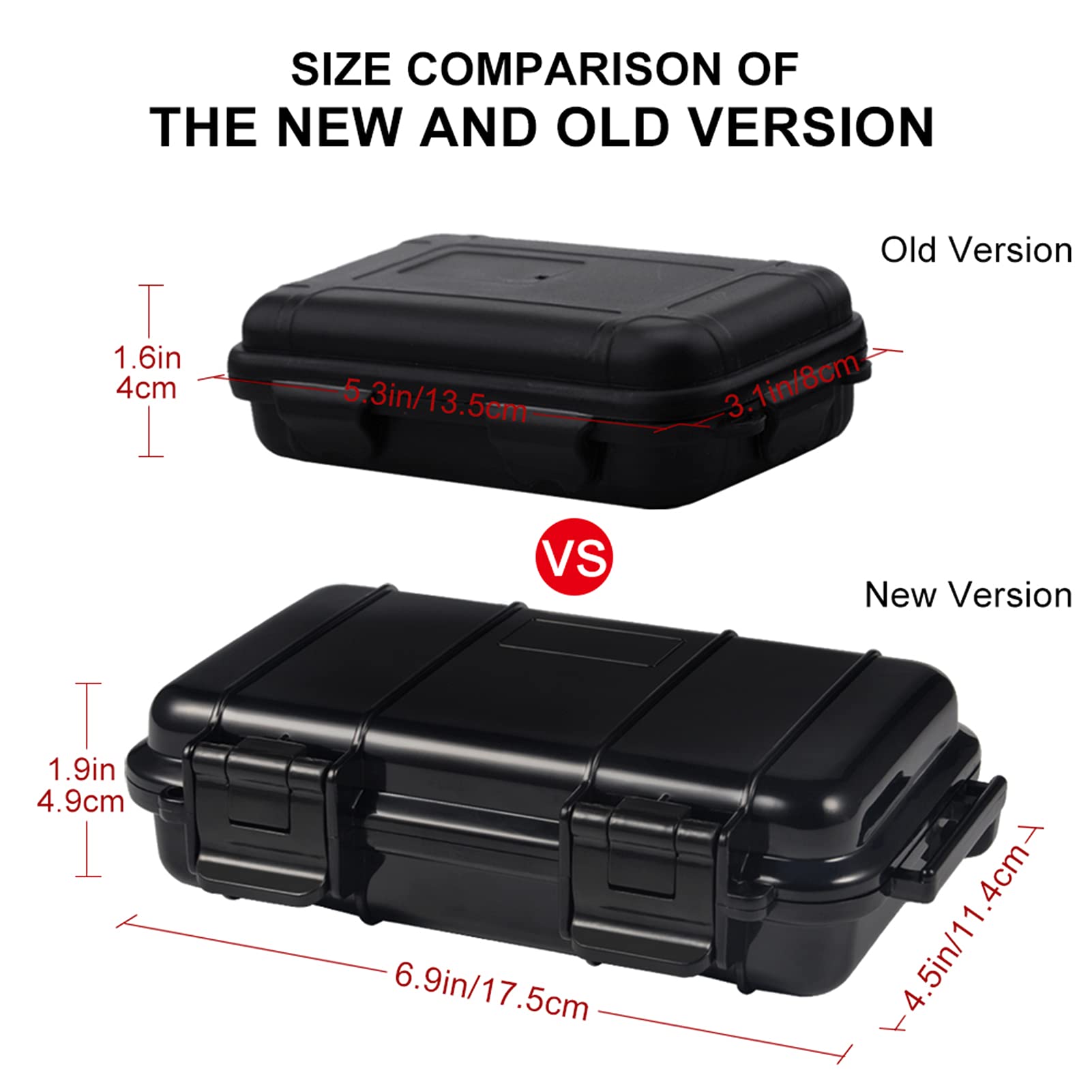 Waterproof Plastic Storage Box with 2 U-Shape Buckles - Shockproof Dry Storage Container for Cameras, Phones, Camping Gear - Compact Black Organizer for Outdoor Activities, Fishing & Hiking Accessories