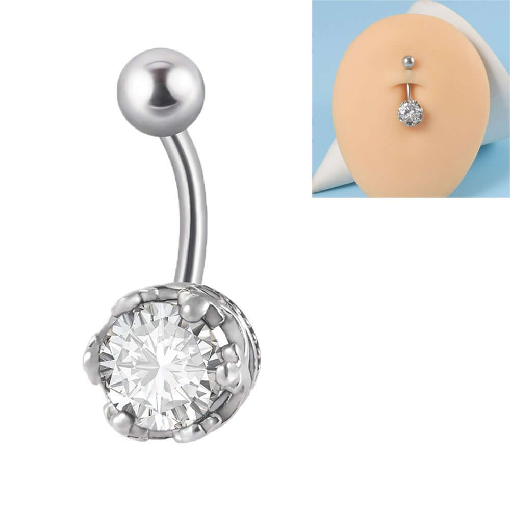 Claw Diamond Bead Belly Button Rings | DL4131 | Stylish Body Jewelry for Women, Perfect for Piercings & Fashion Accessories