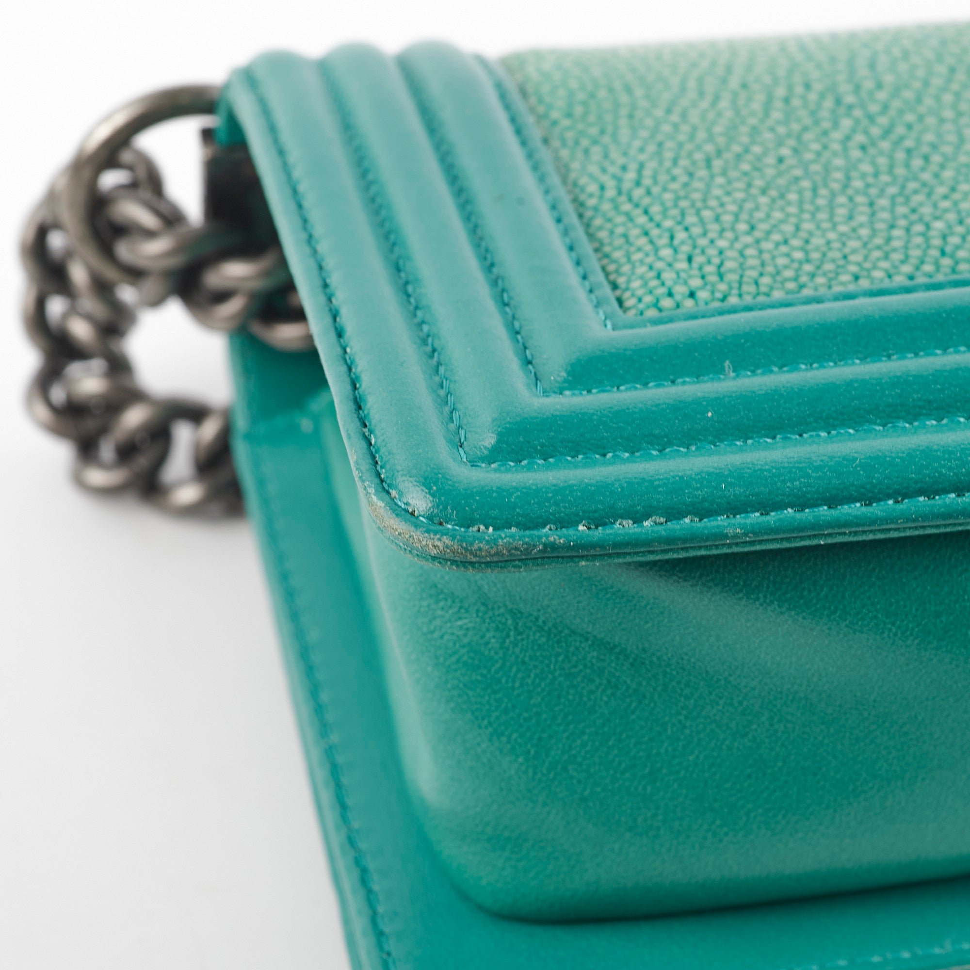 Chanel Small Turquoise Stingray Boy Bag - Luxury Crossbody Handbag for Women | Perfect for Evening Parties, Date Nights & Special Occasions