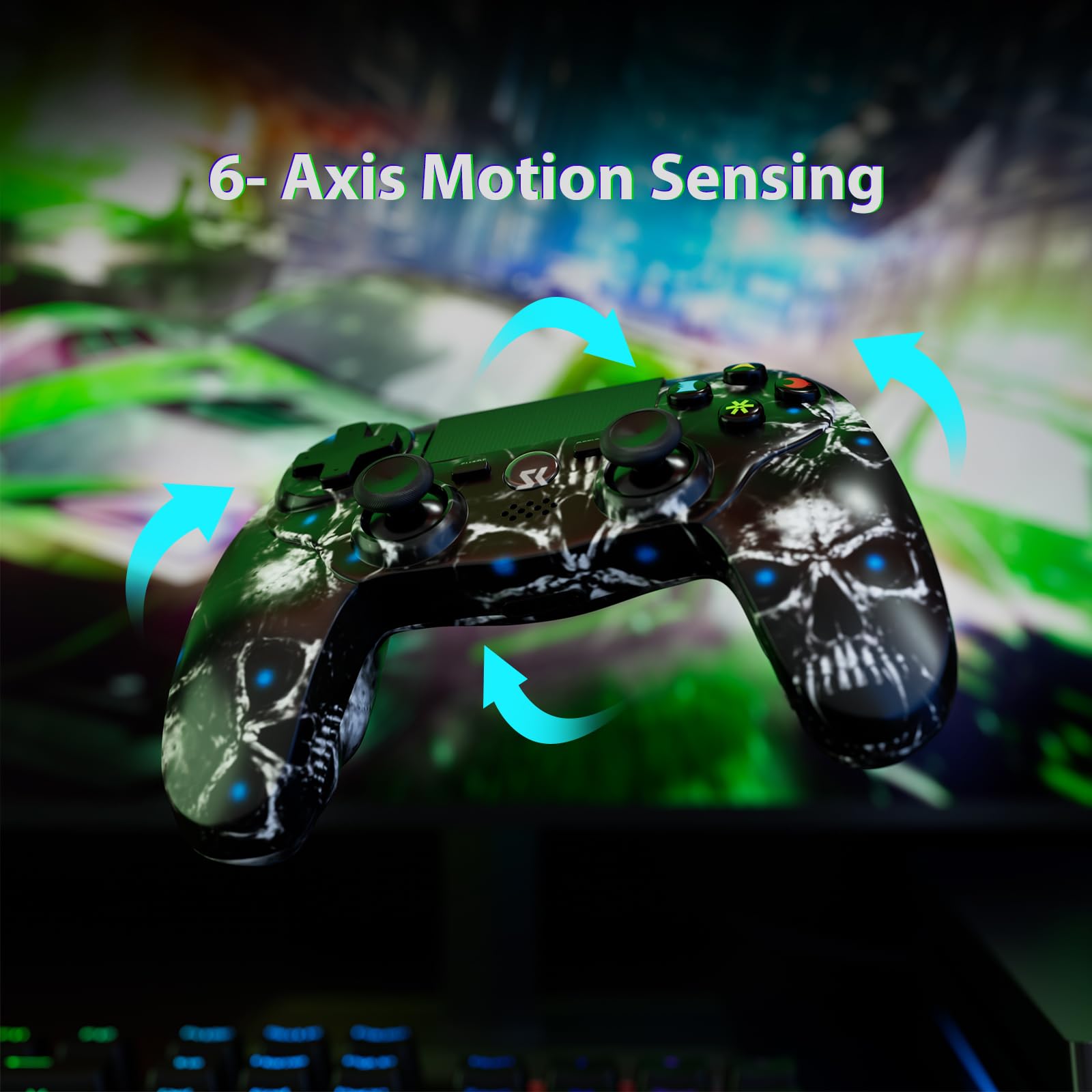 Wireless PS4 Controller for Sony PlayStation 4/Slim/Pro - Black Gamepad with Dual Shock Vibration, 6-Axis Motion Sensor, Touch Pad, Built-in Speaker & 3.5mm Audio Jack - Long-Lasting 800mAh Battery - Perfect for Gaming, Streaming & Multiplayer Sessions