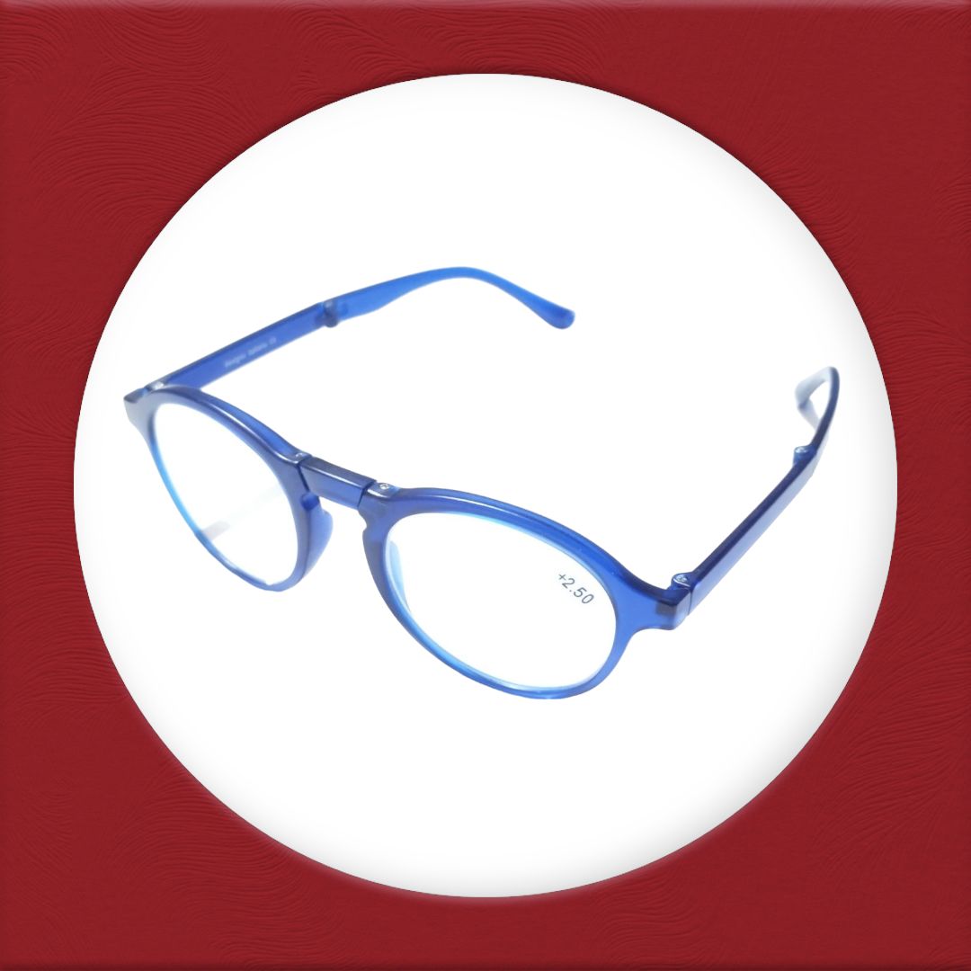 Round Folding Reading Glasses with Zip Pouch - Compact & Portable Reading Eyewear for Men & Women - Perfect for Travel, Reading, and Everyday Use