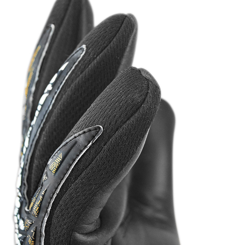 Reusch Silver NC Finger Support Goalkeeper Gloves - Black/Gold/White for Soccer Training & Match Play