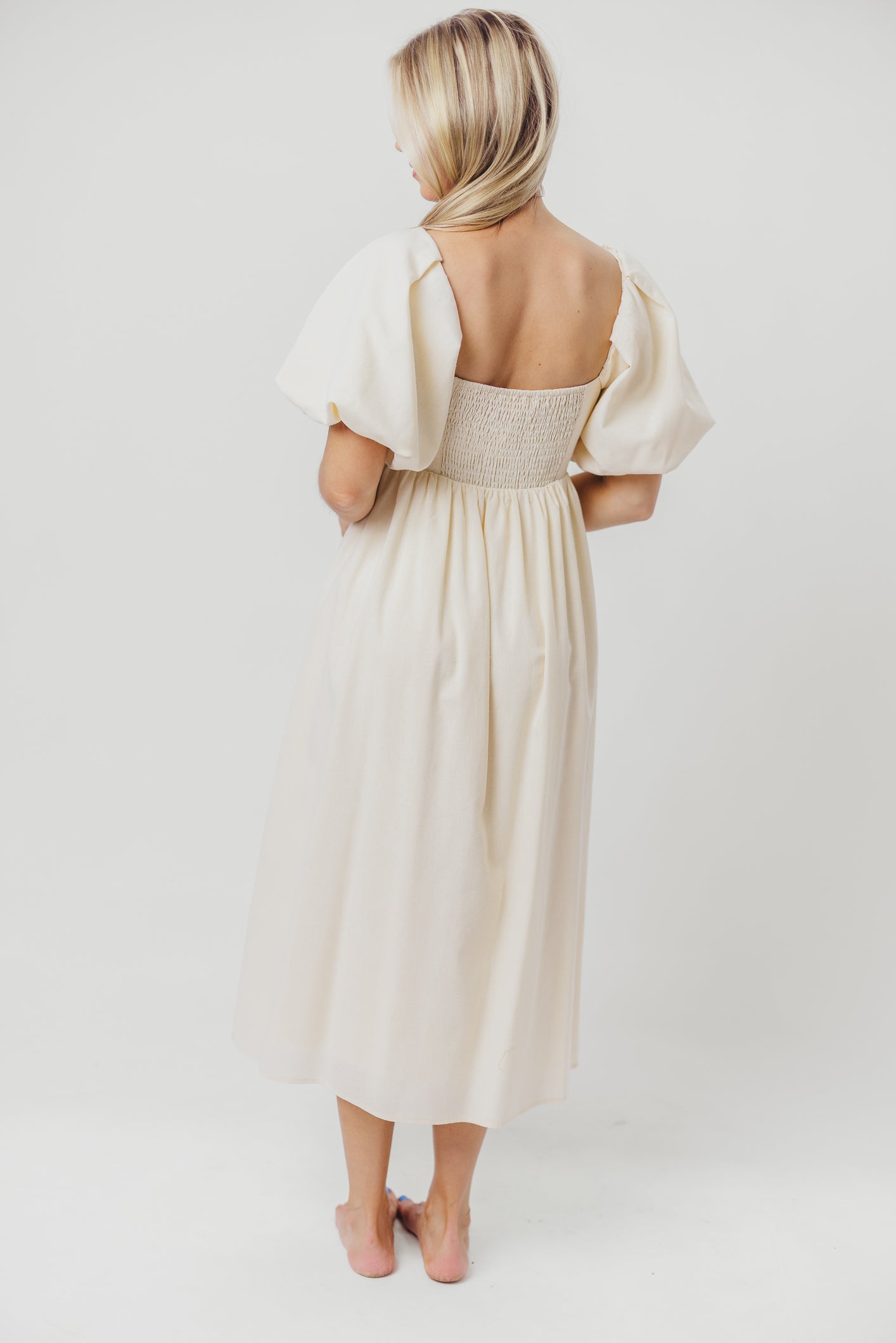 Hamilton Midi Dress in Ivory - Bump Friendly Maternity Dress for Women | Perfect for Baby Showers, Weddings & Special Occasions