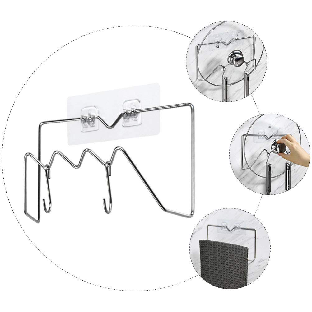 1PC No Punching Hanging Kitchen Organizer - Pot Cover Rack, Cutting Board Holder, Space-Saving Storage Stand for Pots, Pans & Utensils - Perfect for Small Kitchens & Apartment Living