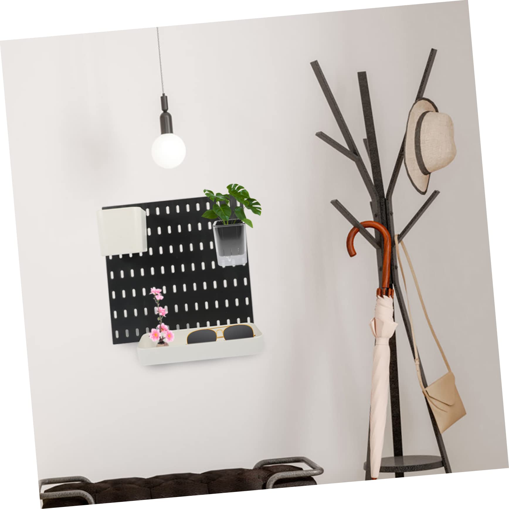 DOITOOL Pegboard Organizer Set - Wall Mount Hooks, Paper Towel Holder, Flower Pot Hanger & Craft Storage for Home, Office, Workshop - Perfect for DIY Projects, Kitchen Organization & Garden Tools (No Punching Required)