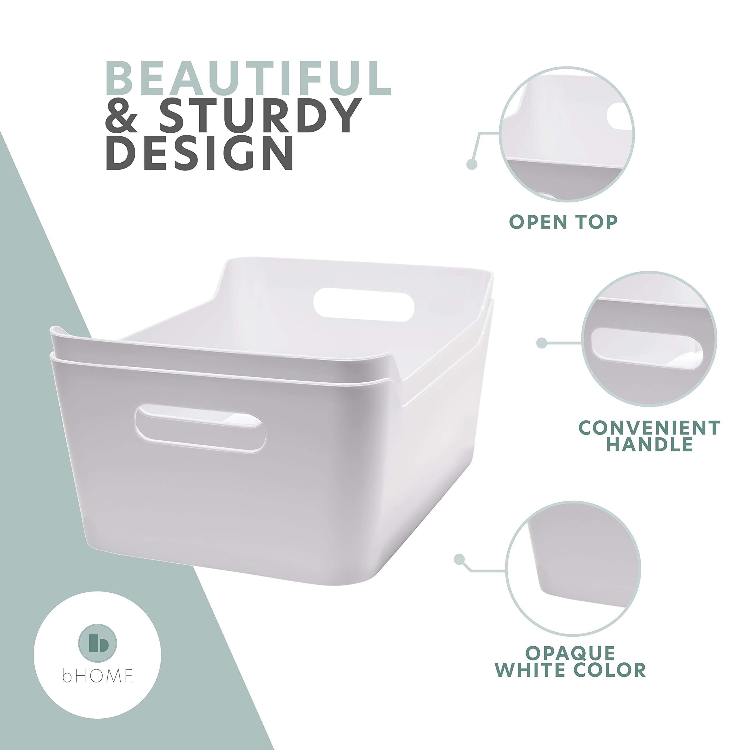 Plastic Storage Bins Set of 2 - Kitchen, Pantry & Closet Organizers for Cabinets, Freezer & Fridge | Durable Home Storage Containers & Baskets for Organization