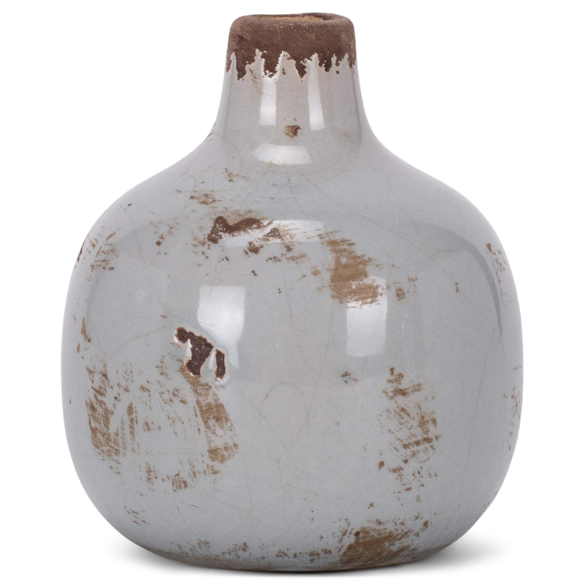 47th & Main Ceramic Vase - Small Round Grey Home Decor for Centerpieces, Wedding Decor, Tabletop Display & Modern Interior Design