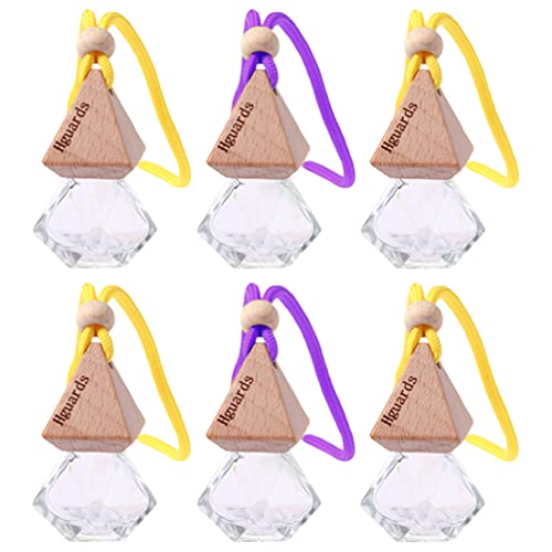 Healifty 6Pcs Refillable Car Perfume Bottle - Essential Oil Diffuser, Air Freshener Pendant & Mirror Charm for Aromatherapy | Car Accessories, Auto Ornament for Home & Office Use