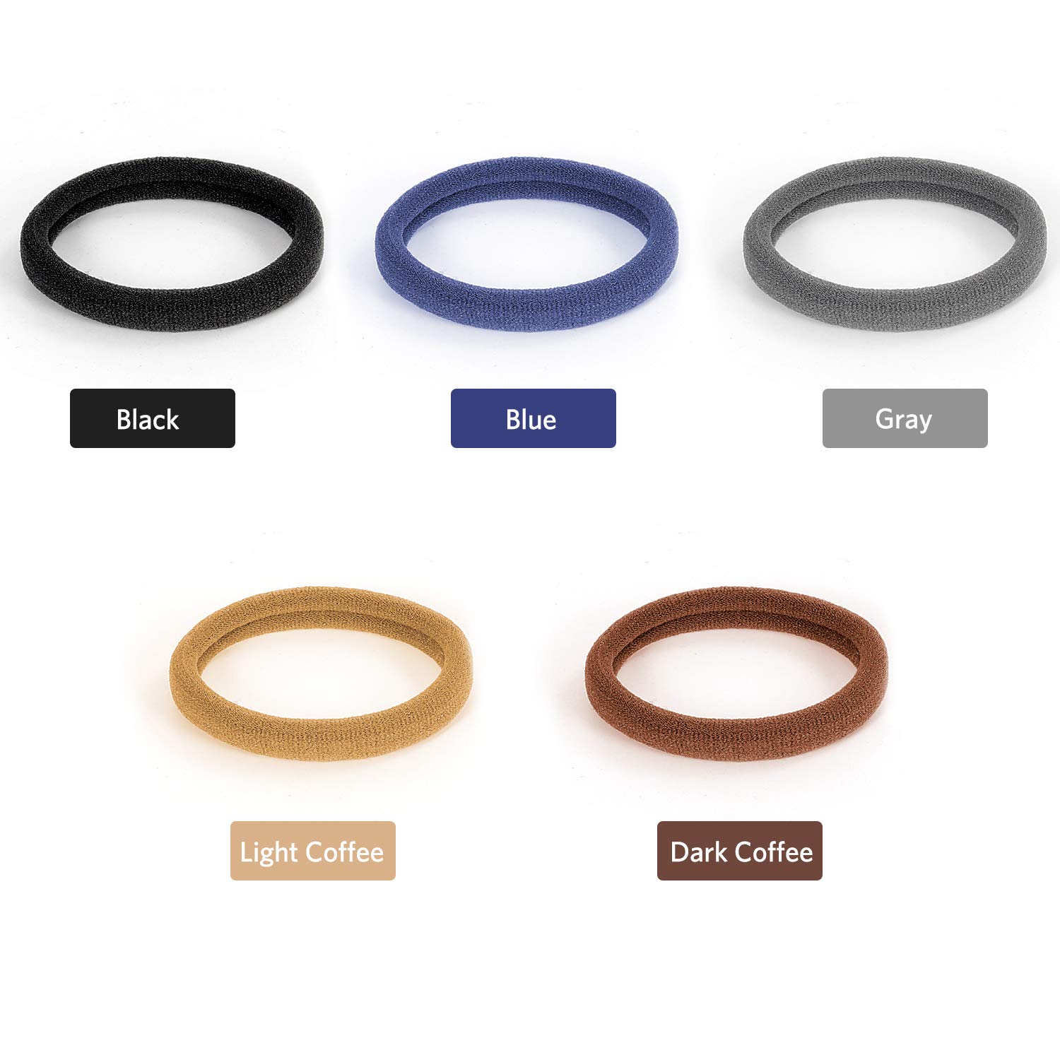 40pcs Large Hair Ties for Thick & Curly Hair - Seamless Soft Ponytail Holders (2.2 Inches, Neutral Colors) - Perfect for Workouts, Yoga & Everyday Styling