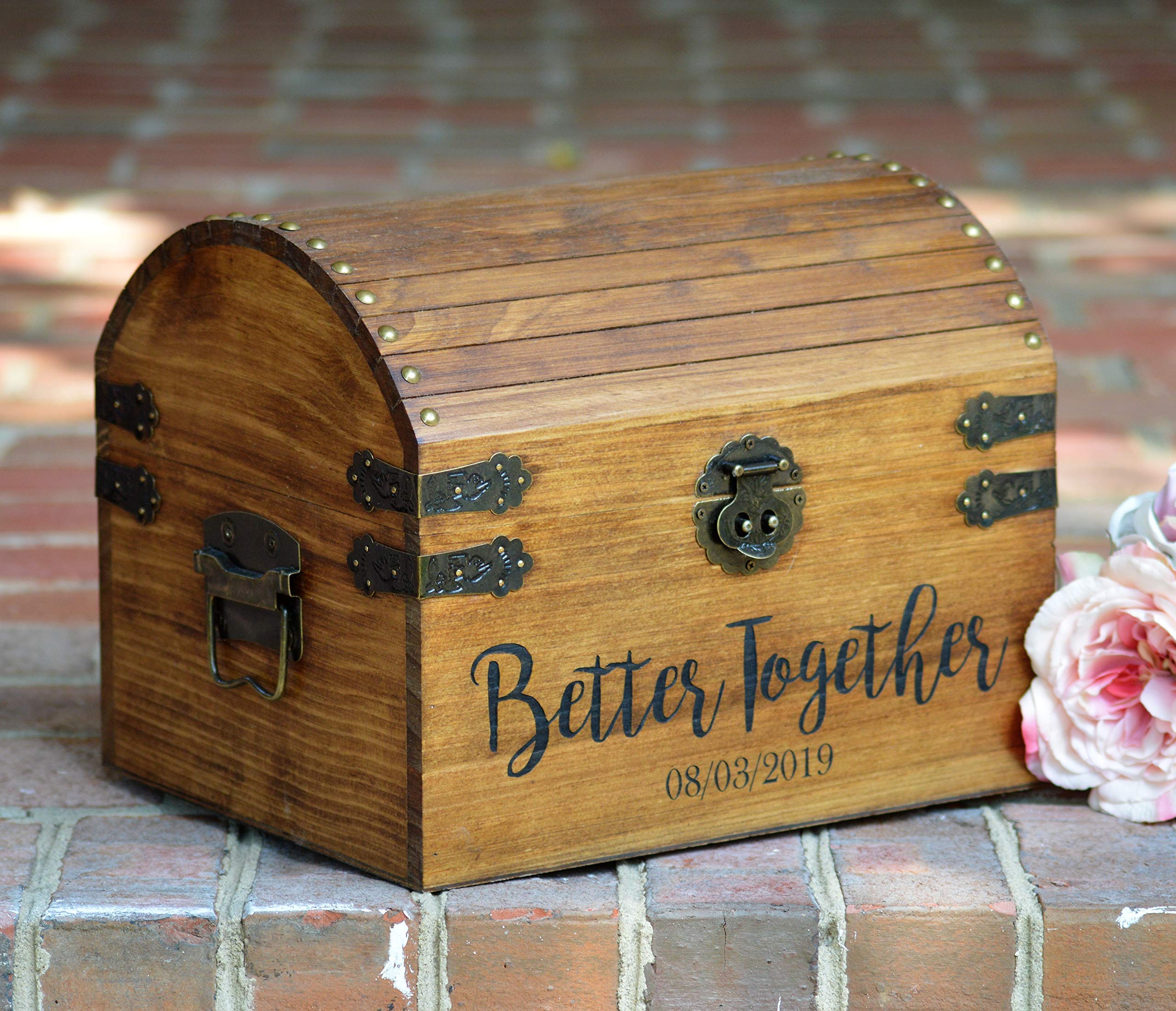 Wooden Wedding Card Box with Lock - Secure Keepsake Box for Wedding Cards, 5th Anniversary Gift | Perfect for Wedding Receptions, Bridal Showers & Memory Storage