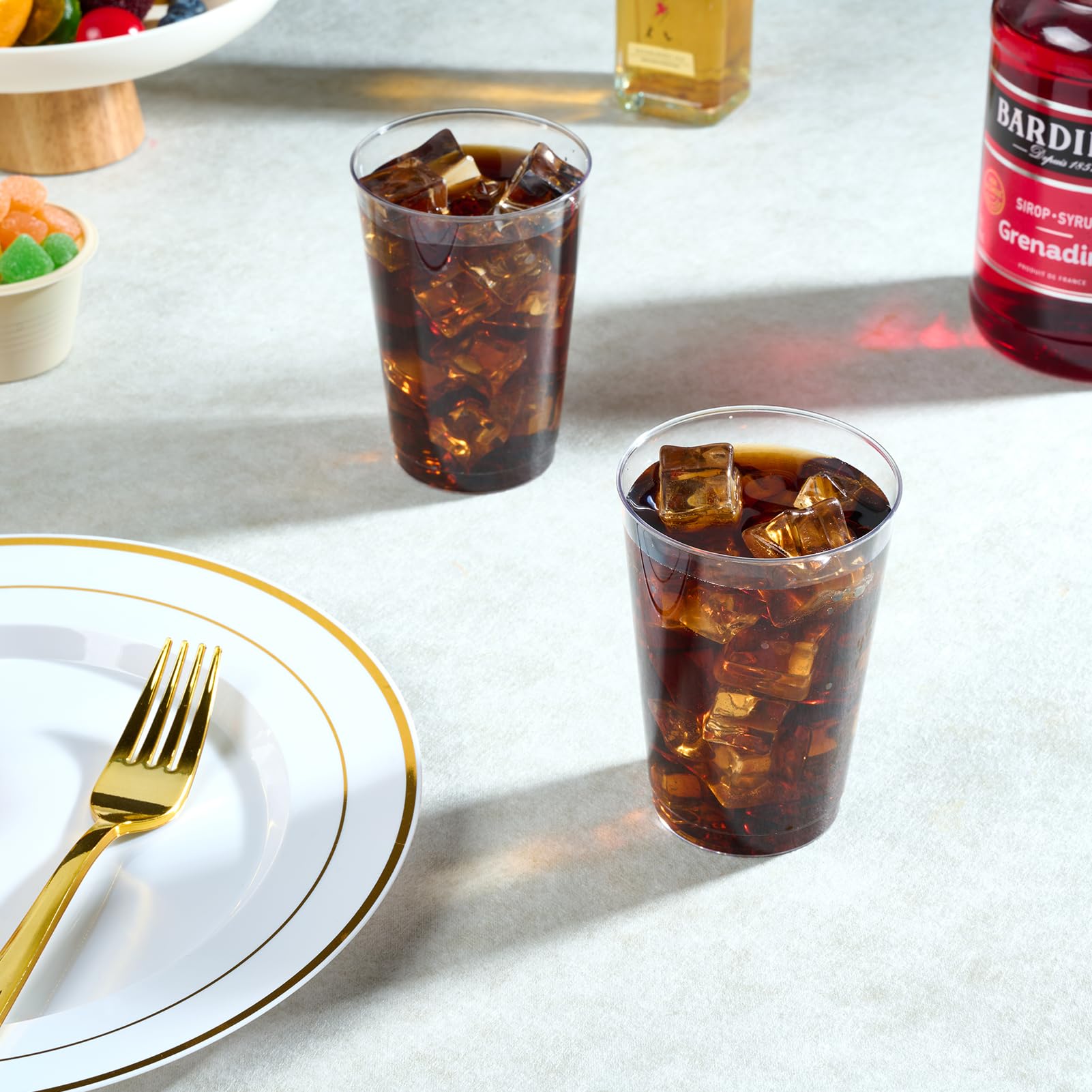 FOCUSLINE 200 Pack 12 oz Clear Plastic Cups - Disposable & Reusable Heavy Duty Tumblers for Parties, Thanksgiving, Halloween, Christmas - Perfect for Beverages, Cocktails, and Outdoor Events