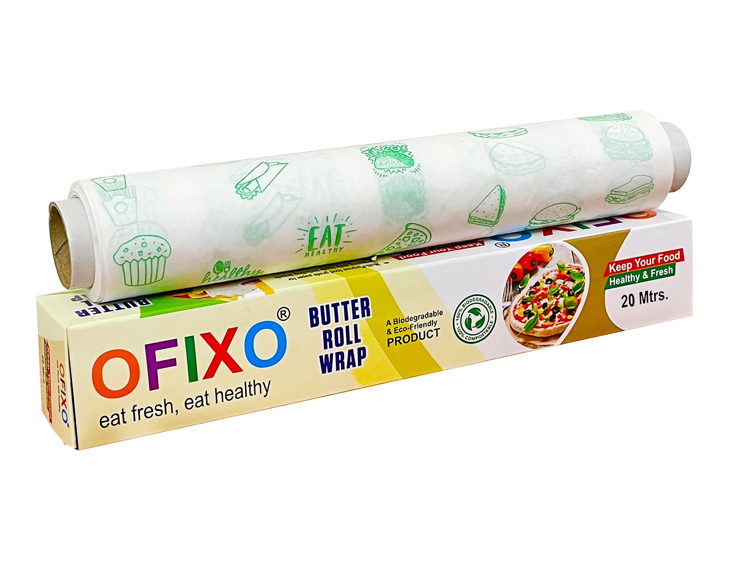 OFIXO Premium Food Wrap - 20 Meter Multipurpose Kitchen Wrapping Paper for Cooking, Baking, Food Storage & Serving | BPA-Free, Leak-Proof | Ideal for Meal Prep, Picnics & Leftovers