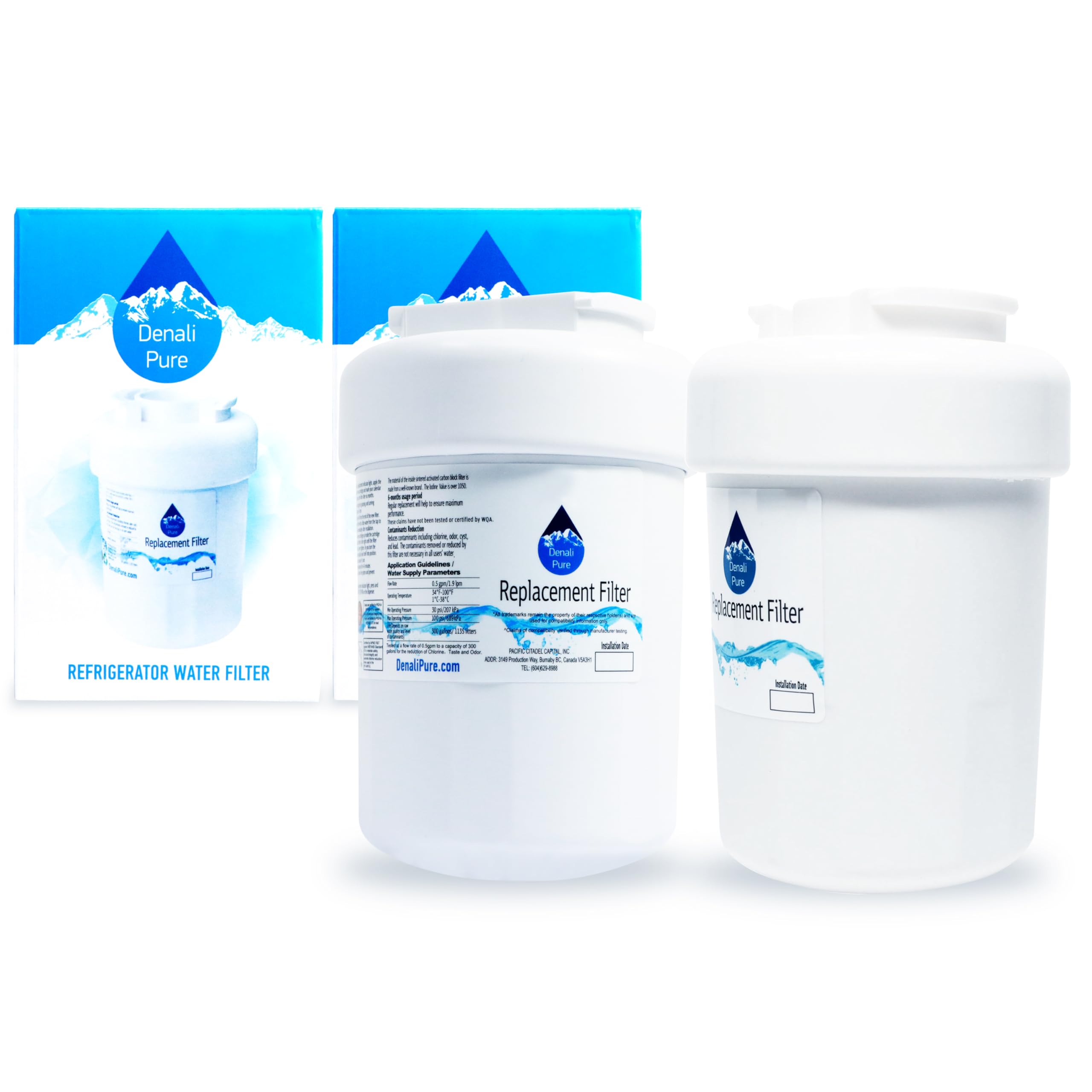 2-Pack GE PSS25MGMAWW Refrigerator Water Filter Replacement - Compatible with GE MWF & MWFP Fridge Filters | Clean Drinking Water for Home & Office Use