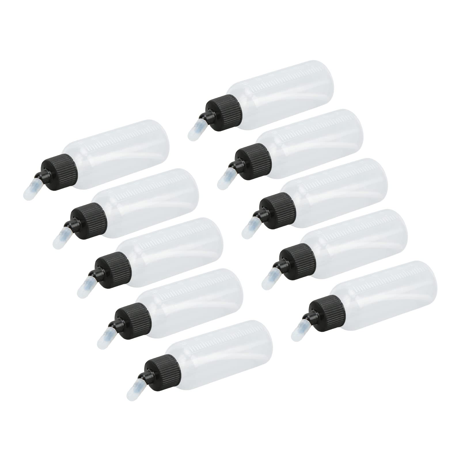 BTIHCEUOT 10-Pack Clear Hair Oil Bottles - Leakproof & Durable Plastic Dispensing Bottles for Hair Oil, Pigment, Solvent | Perfect for Salon, Home Hair Care & DIY Beauty Products