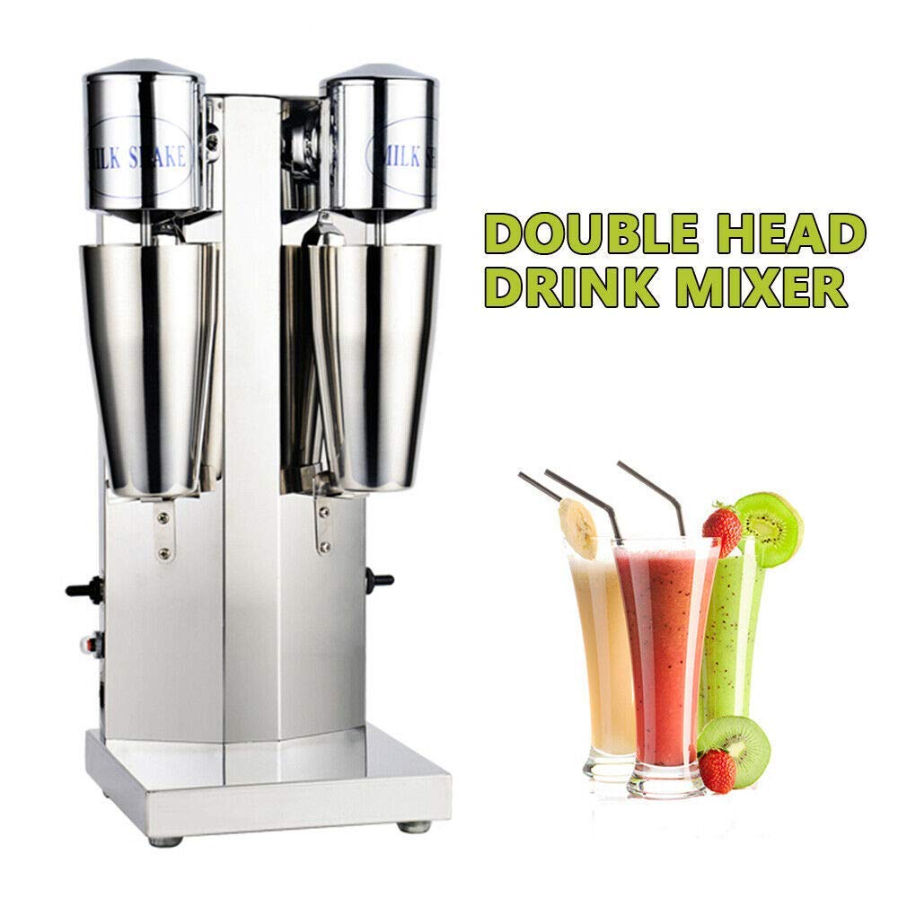 Commercial Double Head Milkshake Machine - 18000 RPM Stainless Steel Drink Mixer with 110V Motor for Smoothies, Ice Cream & Juices | Perfect for Restaurants, Cafes & Home Use (2 Head)