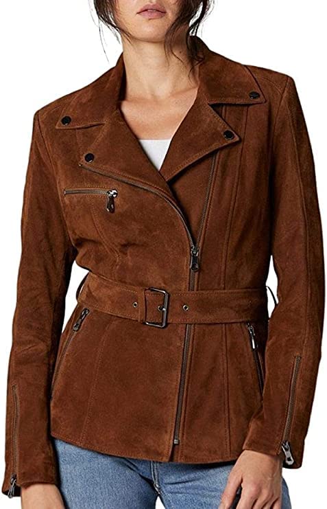 Women's Brown Suede Jacket - Stylish & Soft Outerwear for Fall & Winter | Perfect for Casual Outings, Office Wear & Date Nights