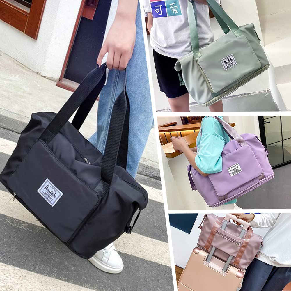 Large Capacity Foldable Travel Duffel Bag - Waterproof Expandable Sports Shoulder Bag for Gym, Travel, Shopping | Portable Carry-On Luggage for Overnight Trips, Weekend Getaways & Outdoor Adventures (Fuchsia Pink) - Perfect for Fitness Enthusiasts, Business Travelers & Vacation Packing