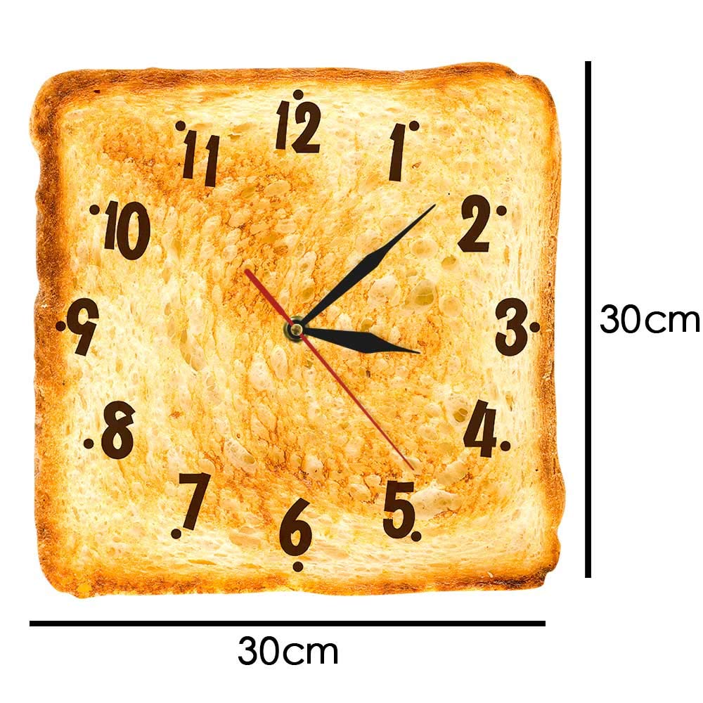 Realistic Toasted Bread Wall Clock - Silent Non-Ticking Quartz Kitchen Watch for Home & Bakery Decor | Perfect for Dining Room, Cafe, and Retro Kitchen Wall Art